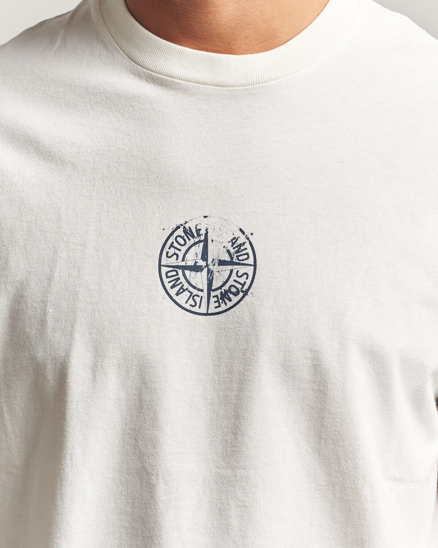 Herren | T-Shirts | Stone Island | Vertical Placement Print Cotton T-Shirt Ivory
