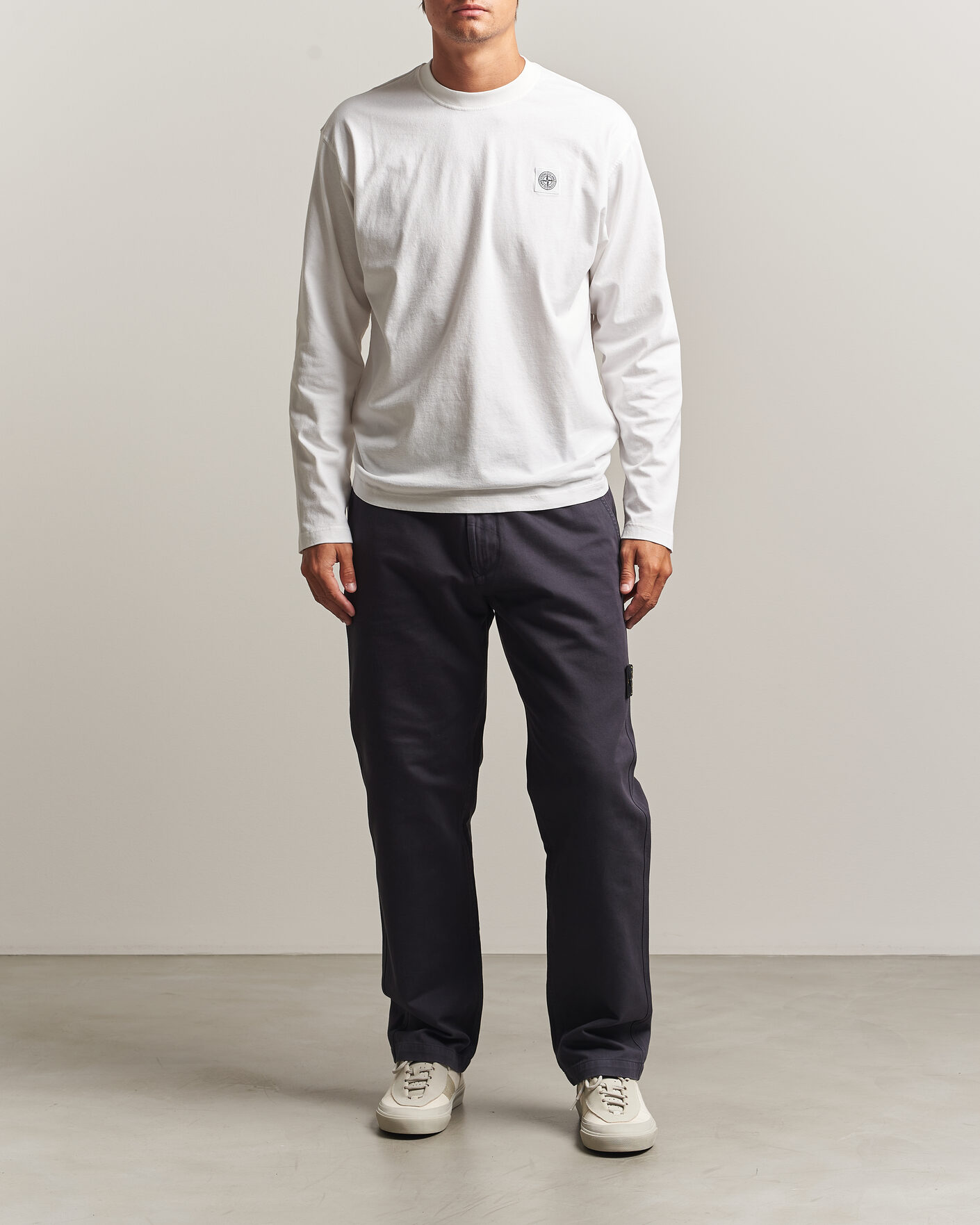 Herren | T-Shirts | Stone Island | Organic Cotton Jersey Long Sleeve T-Shirt White