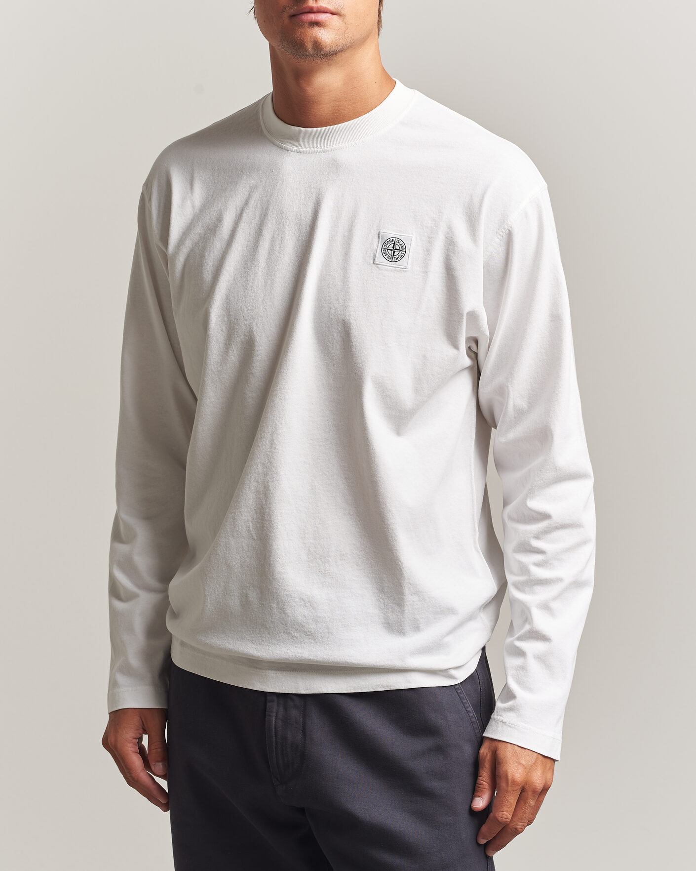 Herren | T-Shirts | Stone Island | Organic Cotton Jersey Long Sleeve T-Shirt White
