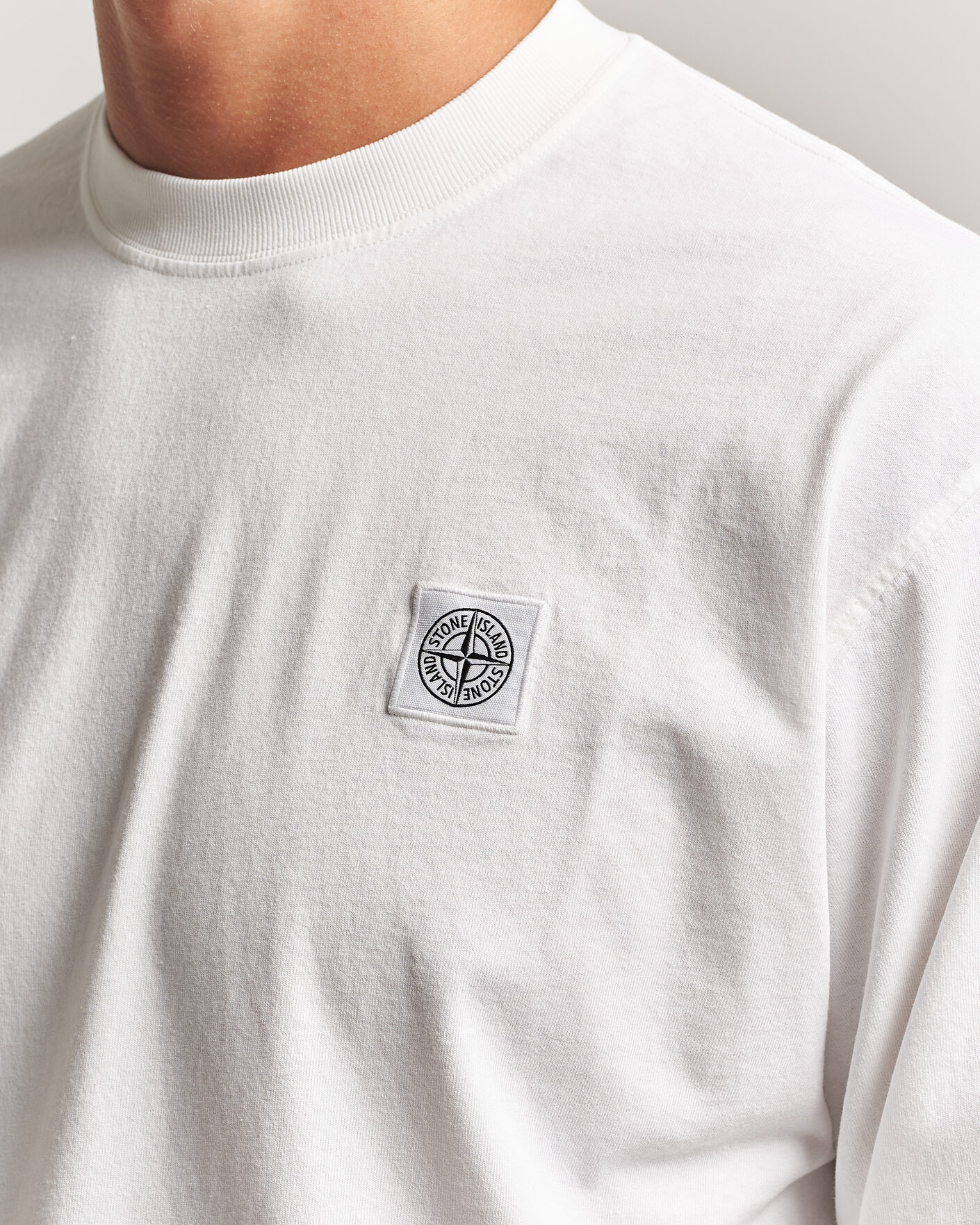 Herren | T-Shirts | Stone Island | Organic Cotton Jersey Long Sleeve T-Shirt White