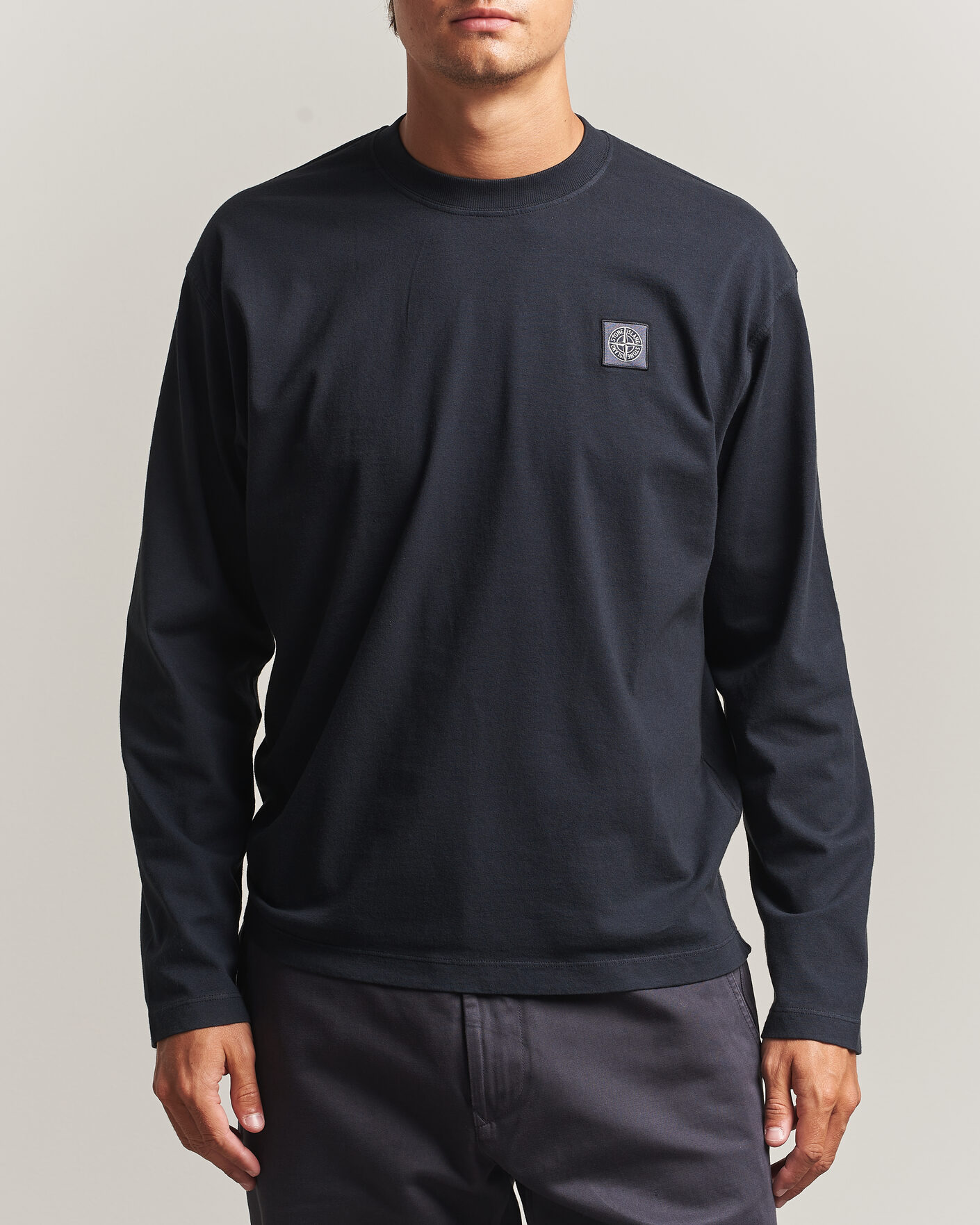 Herren | T-Shirts | Stone Island | Organic Cotton Jersey Long Sleeve T-Shirt Navy Blue