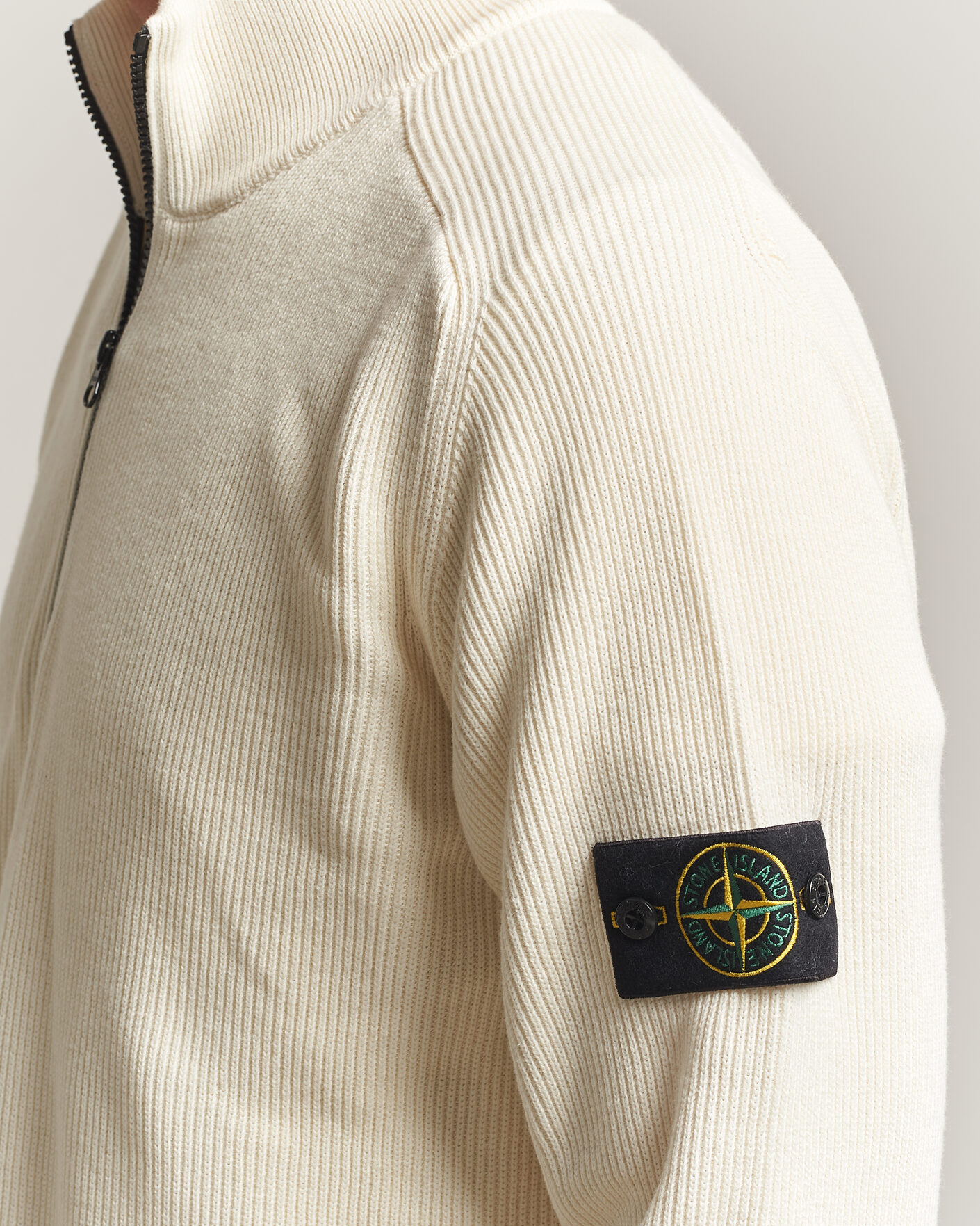 Herren | Pullover | Stone Island | Ribbed Soft Organic Cotton Half-Zip Ivory