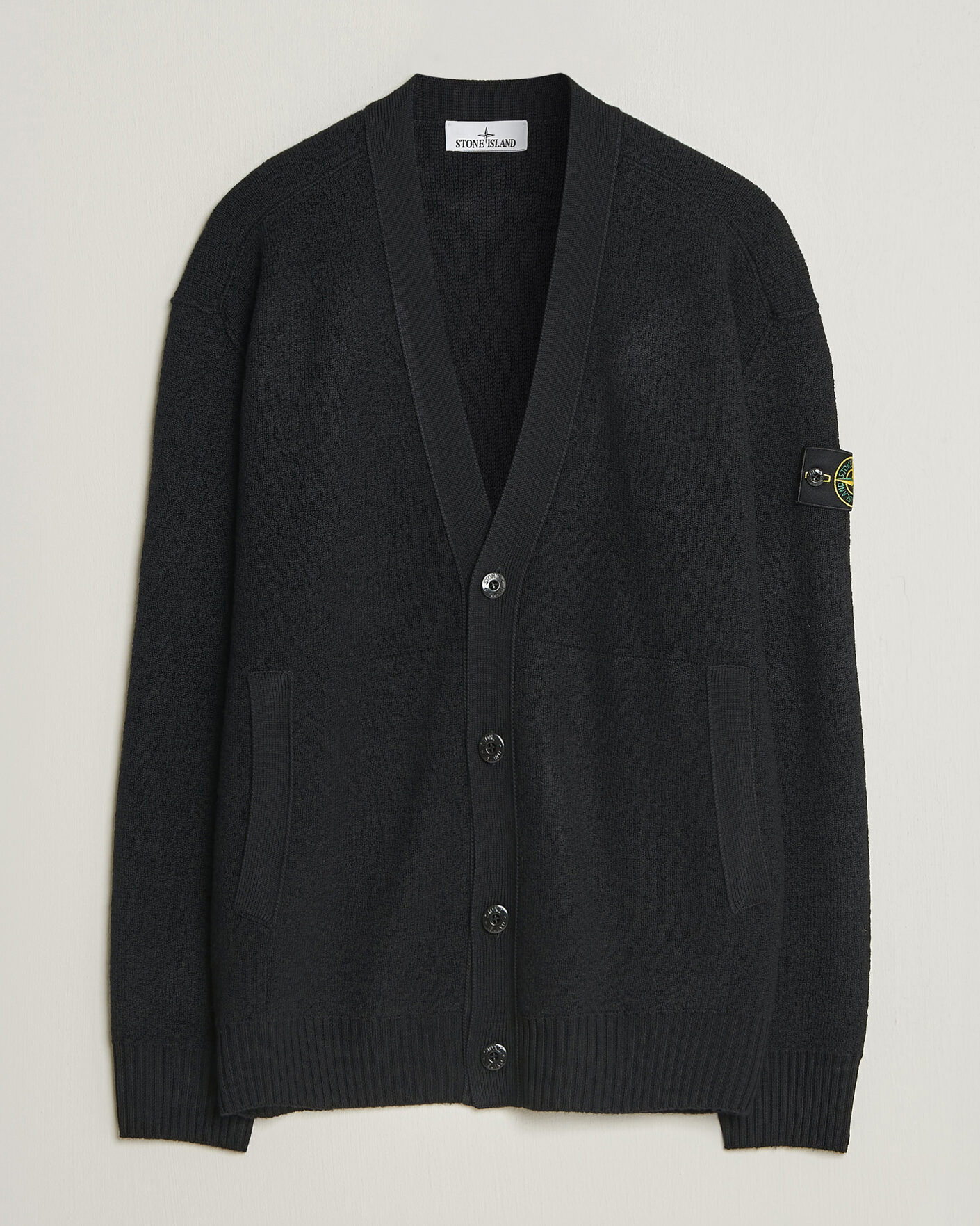 Herren | Pullover | Stone Island | Textured Stitch Wool Cardigan Black