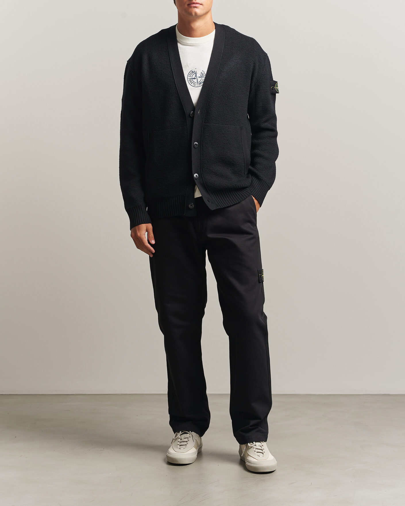 Herren | Pullover | Stone Island | Textured Stitch Wool Cardigan Black