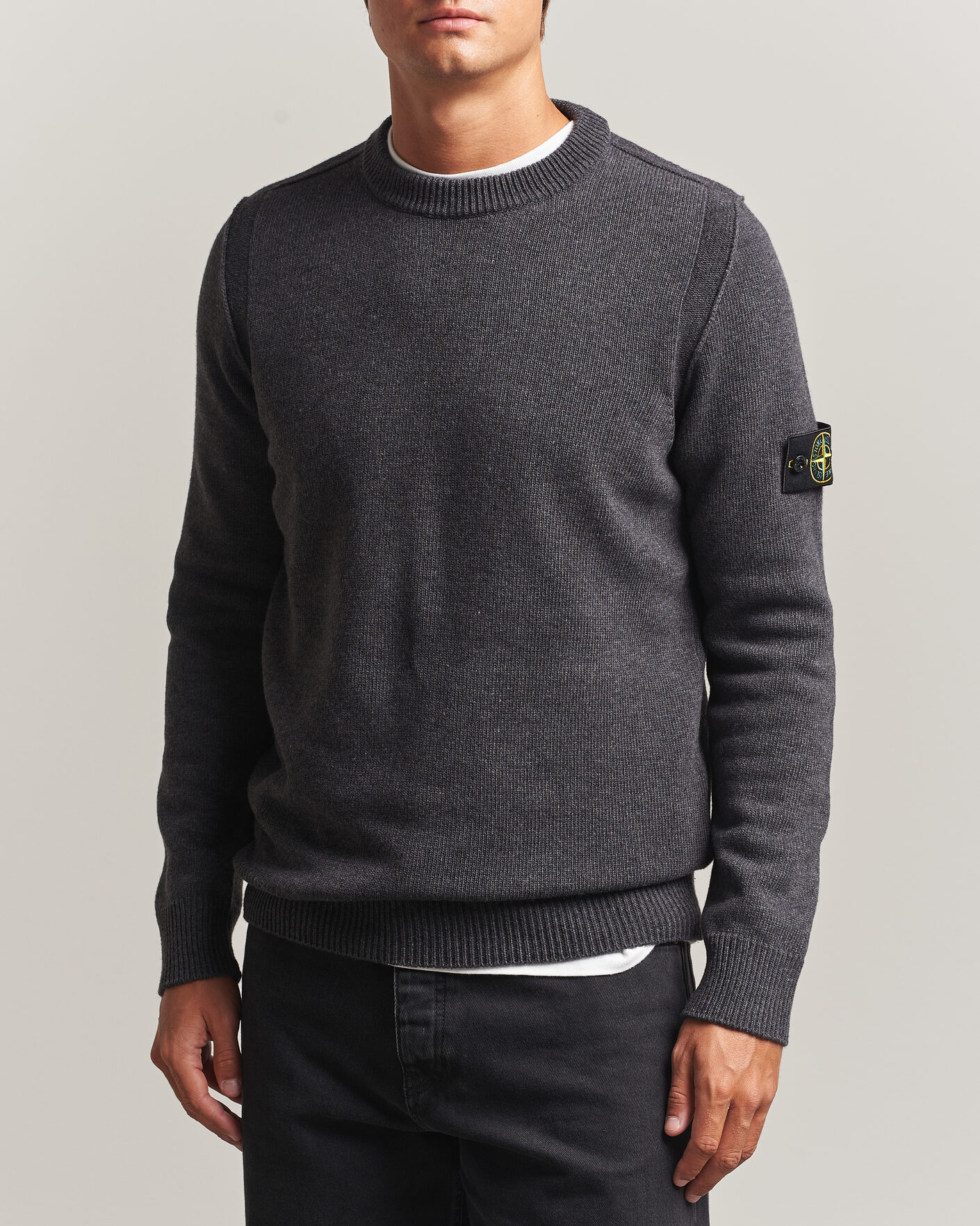 Herren | Pullover | Stone Island | Knitted Lambswool Crew Neck Melange Lead