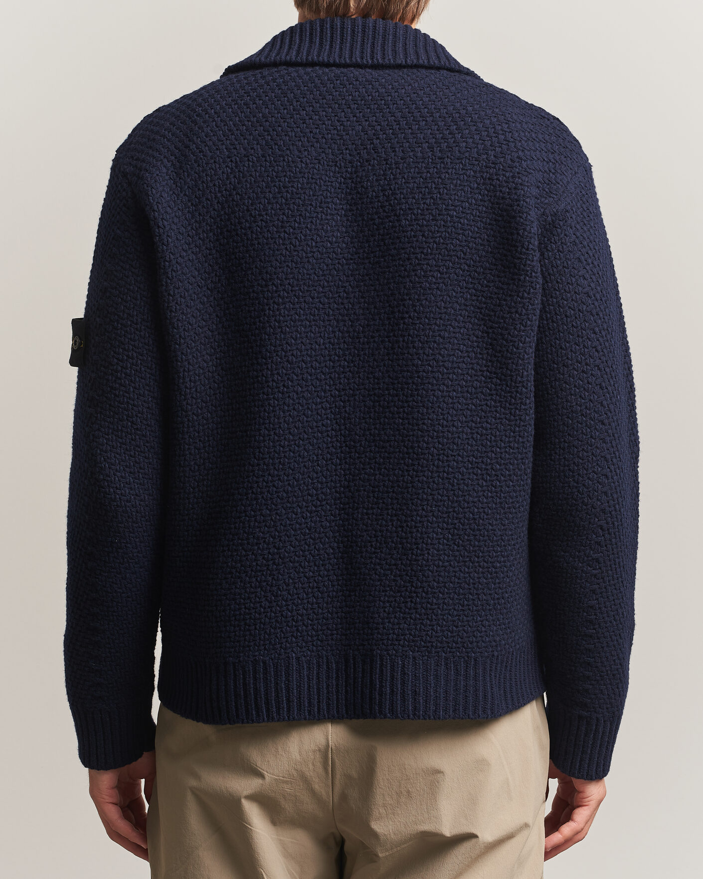 Herren | Pullover | Stone Island | Basket Stitch Lambswool Cardigan Navy Blue