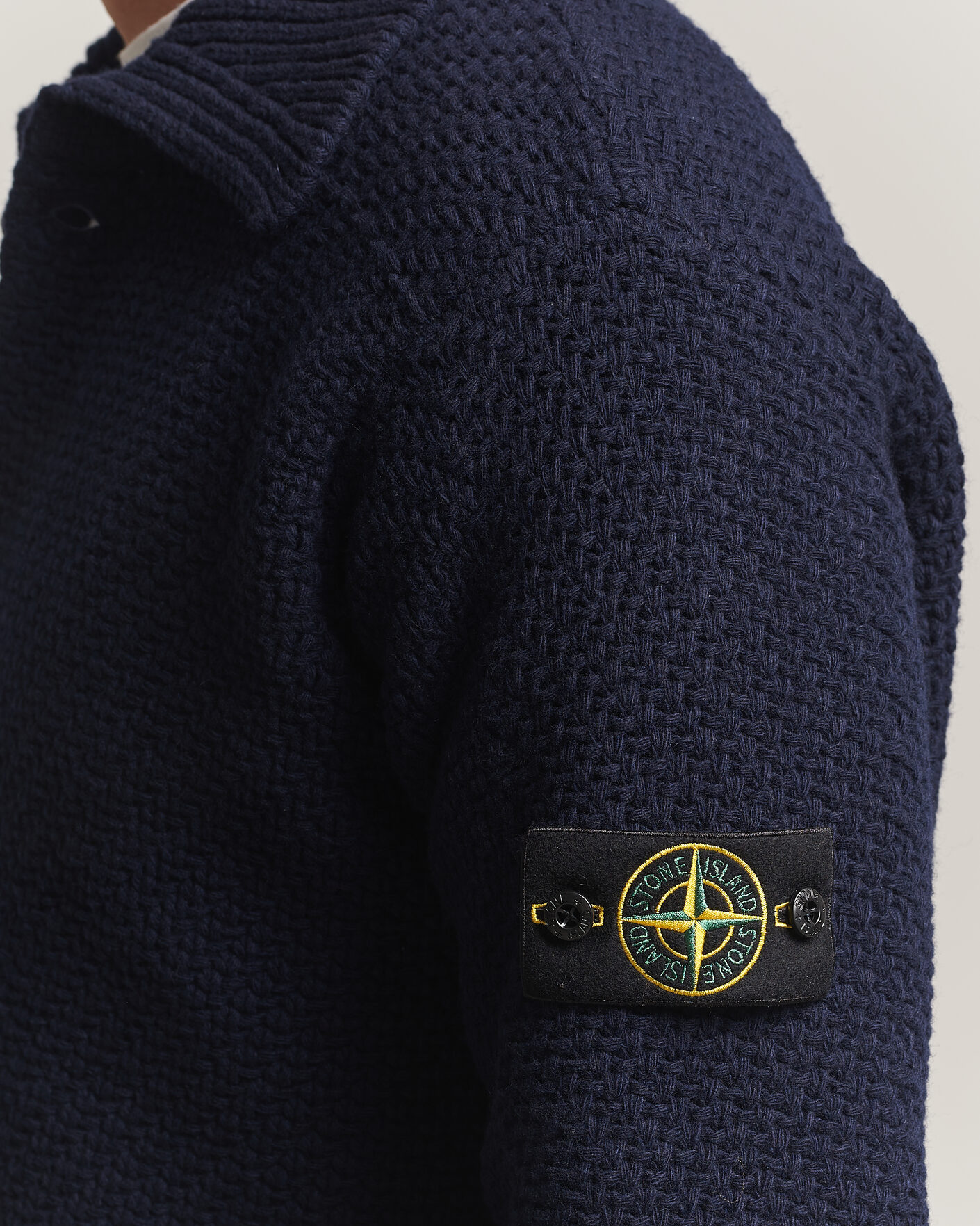 Herren | Pullover | Stone Island | Basket Stitch Lambswool Cardigan Navy Blue