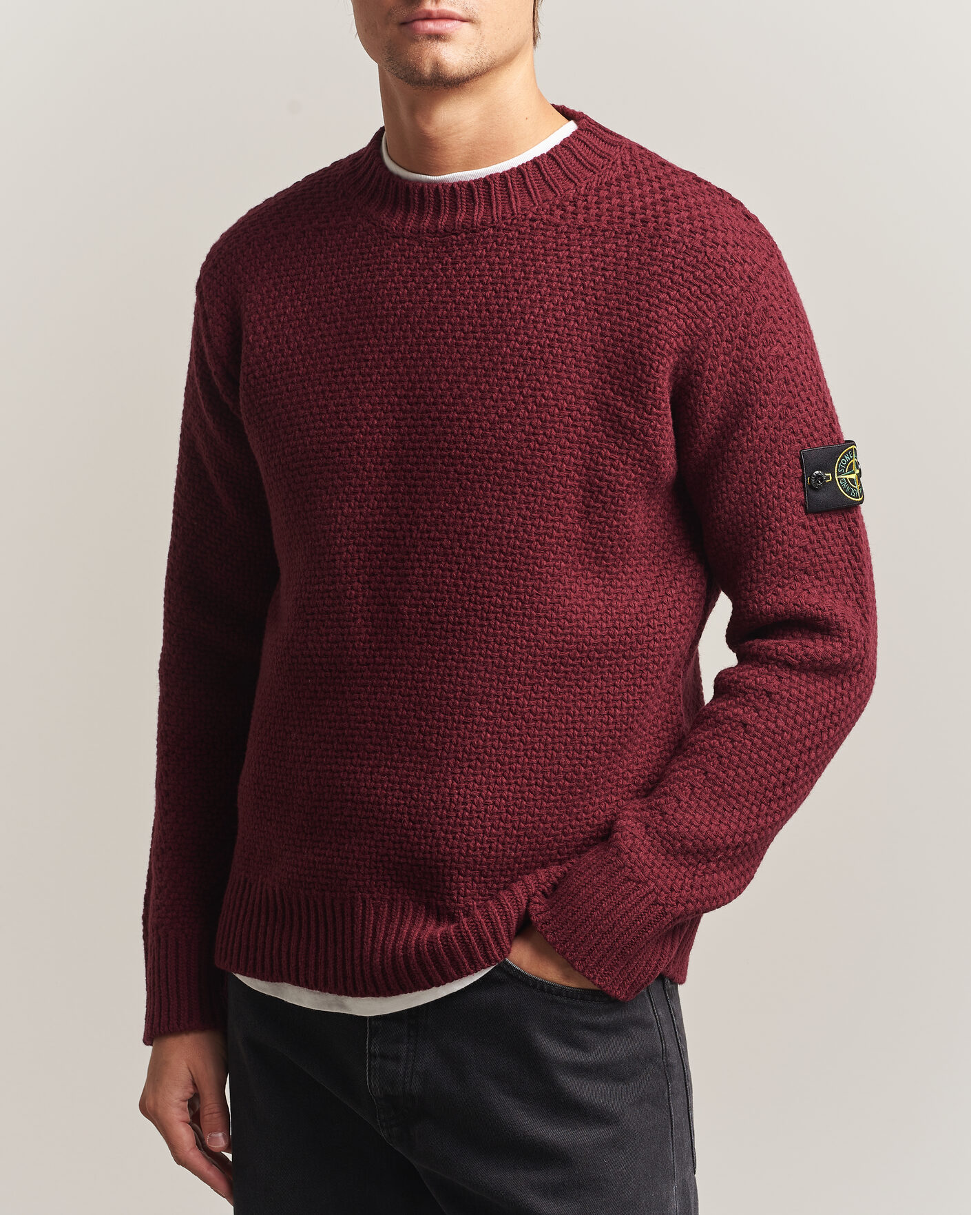 Herren | Pullover | Stone Island | Basket Stitch Lambswool Crew Neck Amaranth