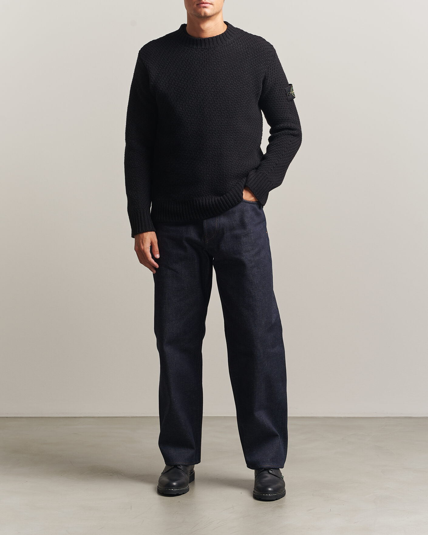 Herren | Pullover | Stone Island | Basket Stitch Lambswool Crew Neck Black