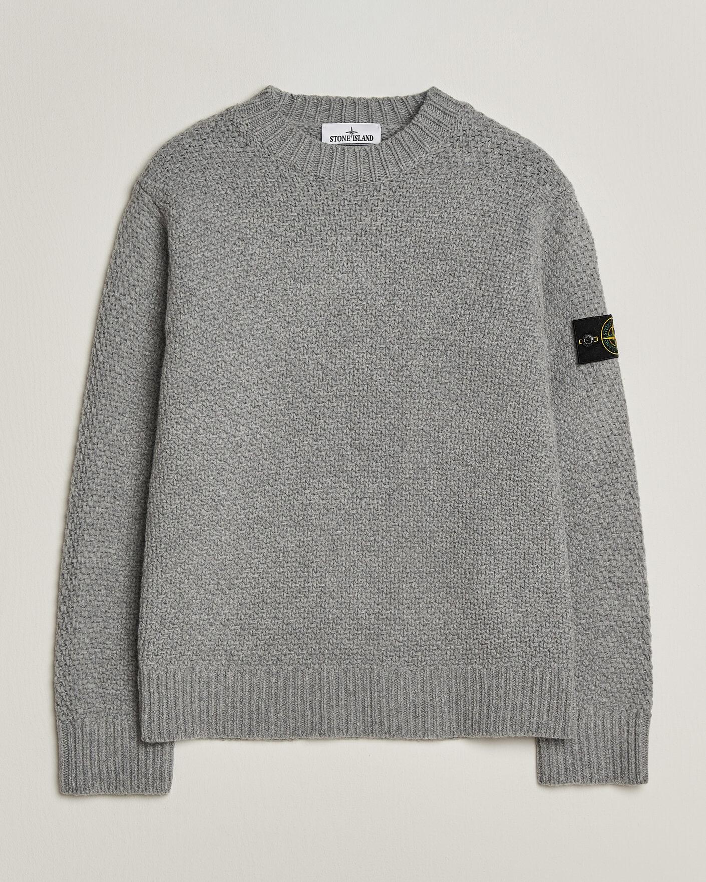 Herren | Pullover | Stone Island | Basket Stitch Lambswool Crew Neck Grey Melange