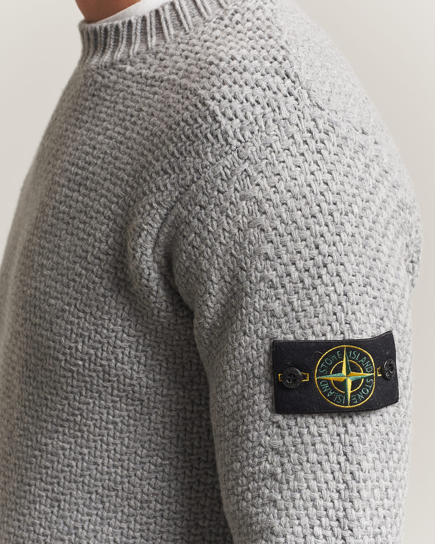 Herren | Pullover | Stone Island | Basket Stitch Lambswool Crew Neck Grey Melange