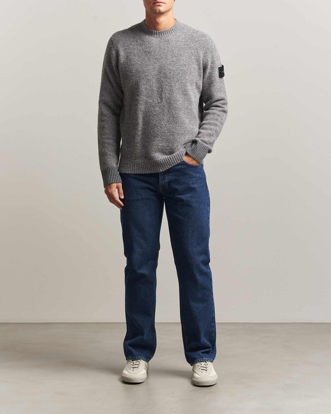 Herren | Pullover | Stone Island | Baby Alpaca Blend Contrast Crew Grey Melange
