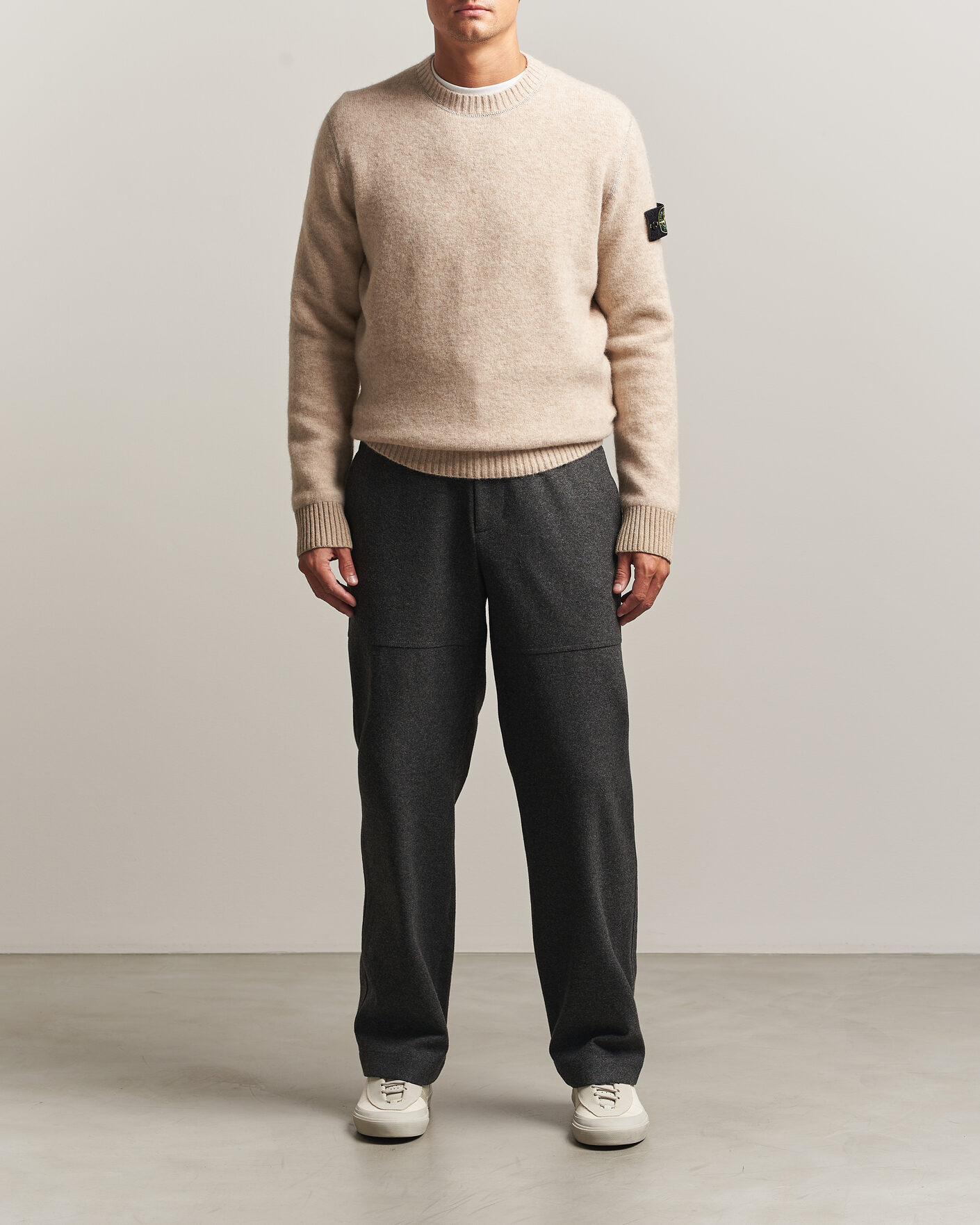 Herren | Pullover | Stone Island | Baby Alpaca Blend Contrast Crew Beige Melange