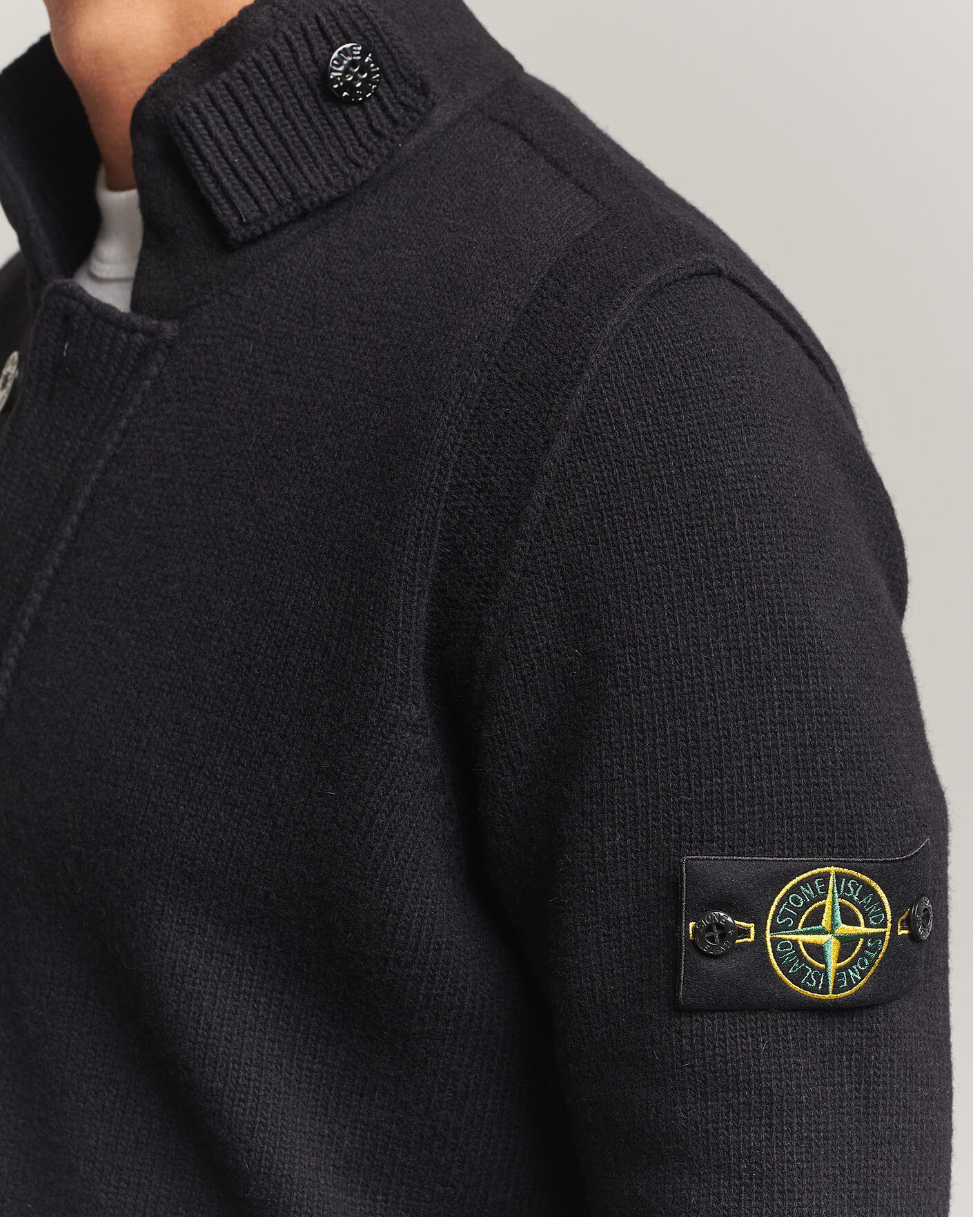 Herren | Pullover | Stone Island | Knitted Lambswool Zip Button Cardigan Black