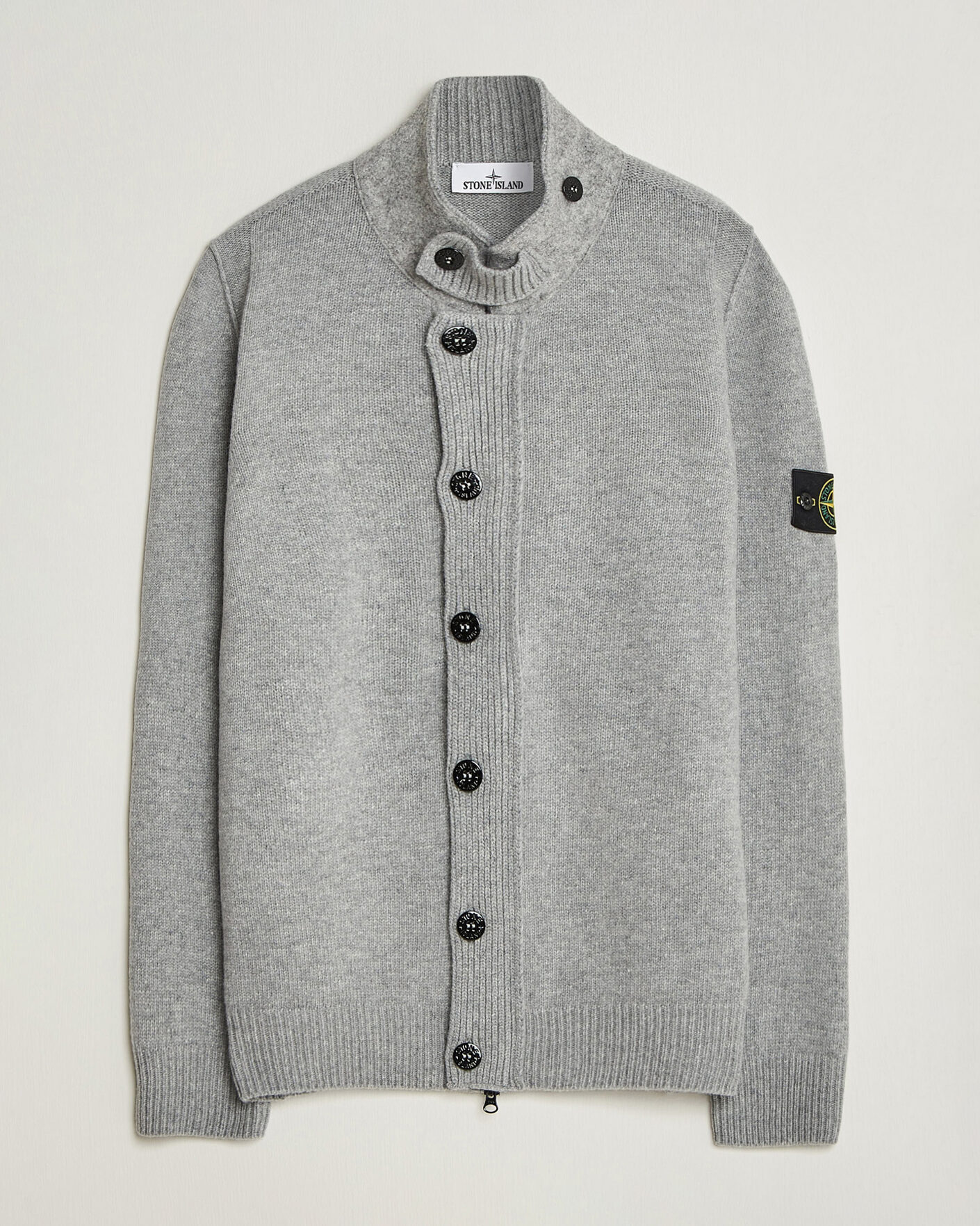 Herren | Pullover | Stone Island | Knitted Lambswool Zip Button Cardigan Grey Melange