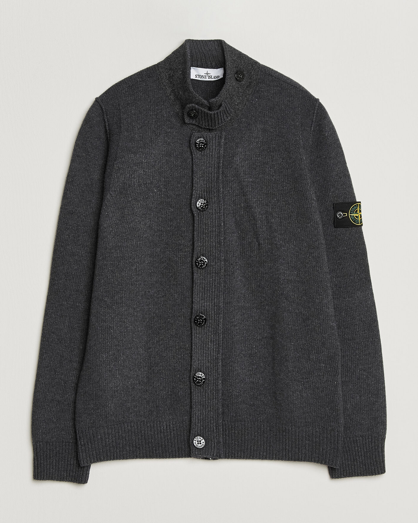 Herren | Pullover | Stone Island | Knitted Lambswool Zip Button Cardigan Melange Lead