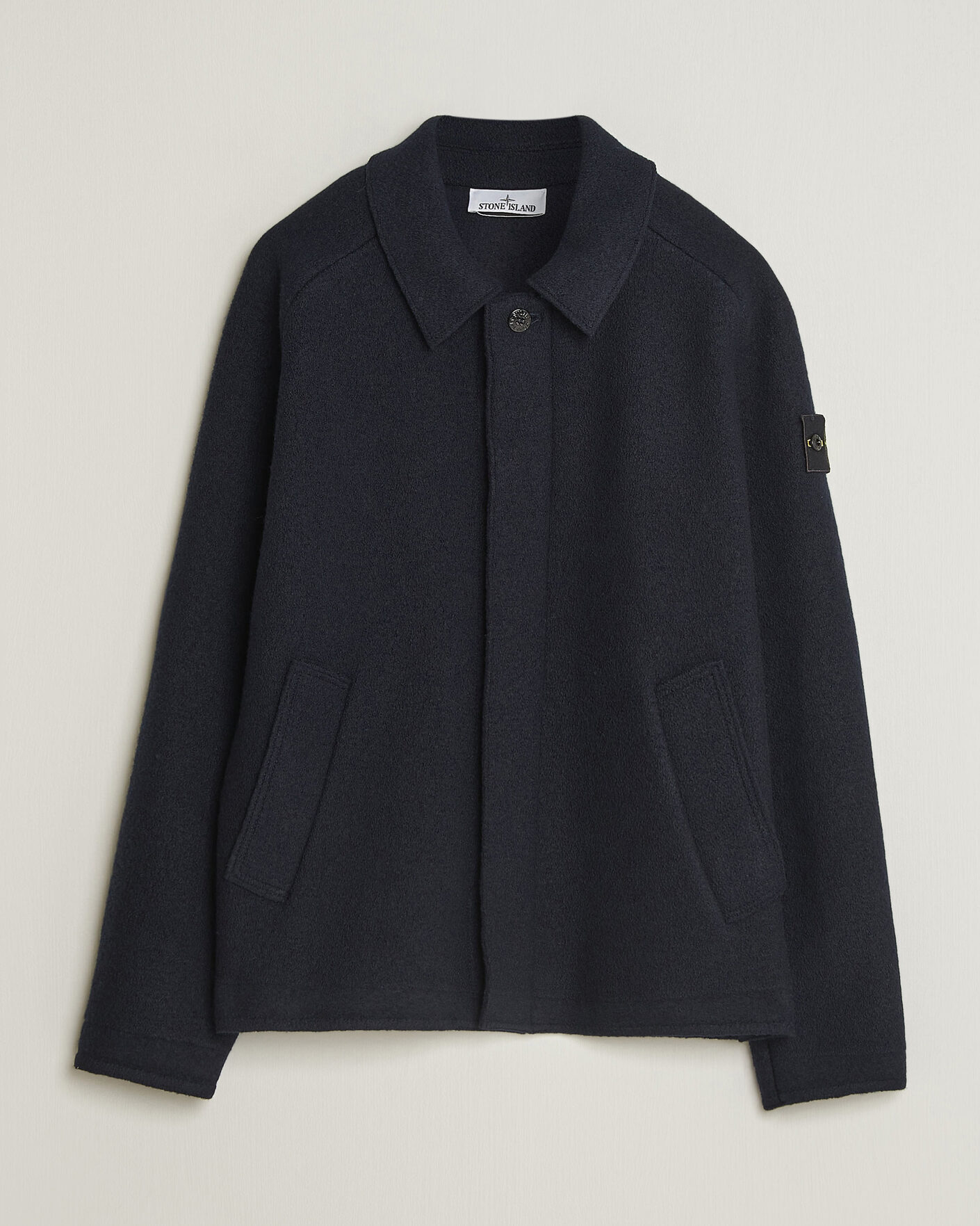 Herren | Pullover | Stone Island | Felted Wool Cardigan Navy Blue