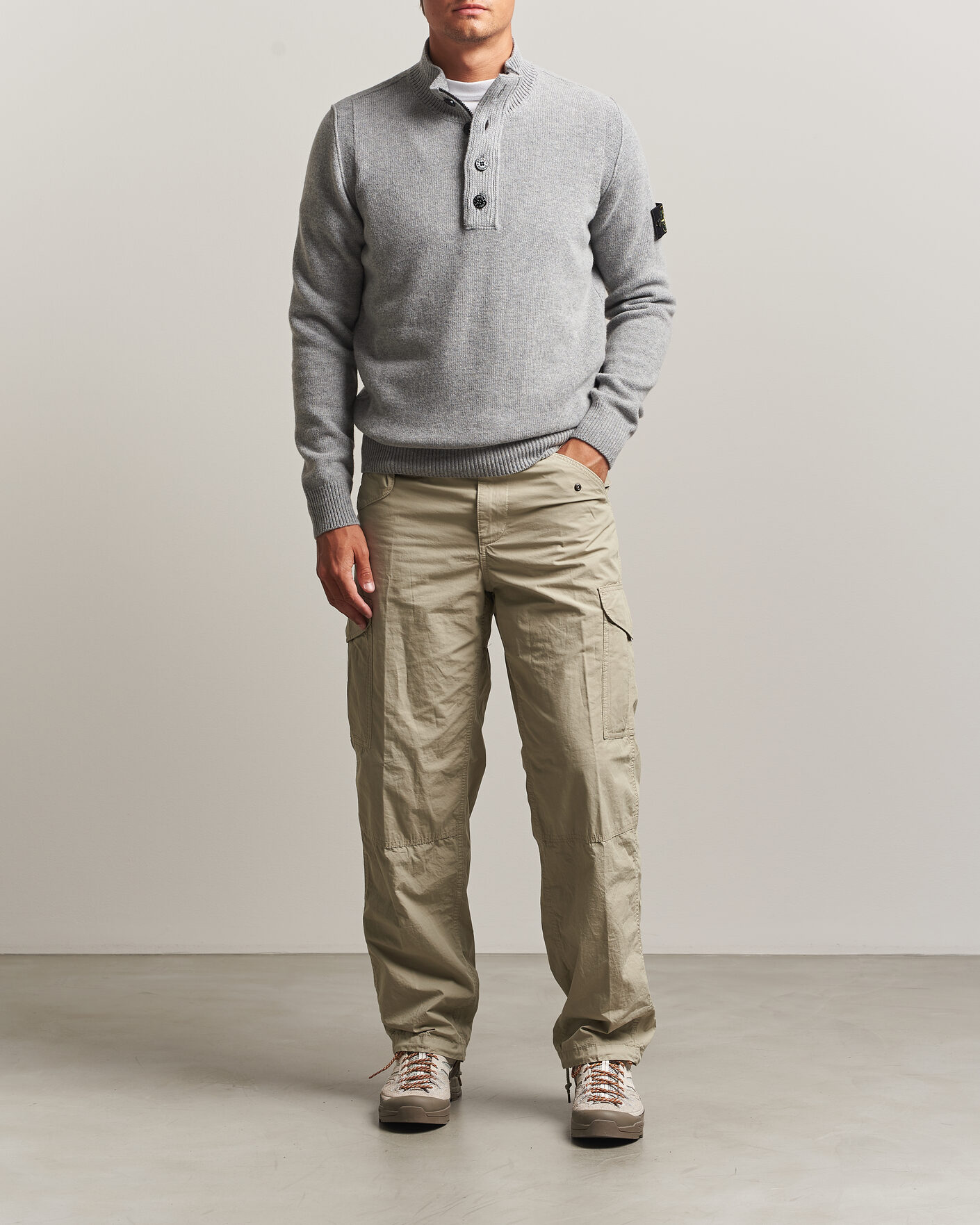 Herren | Pullover | Stone Island | Knitted Lambswool Half Button Zip Grey Melange