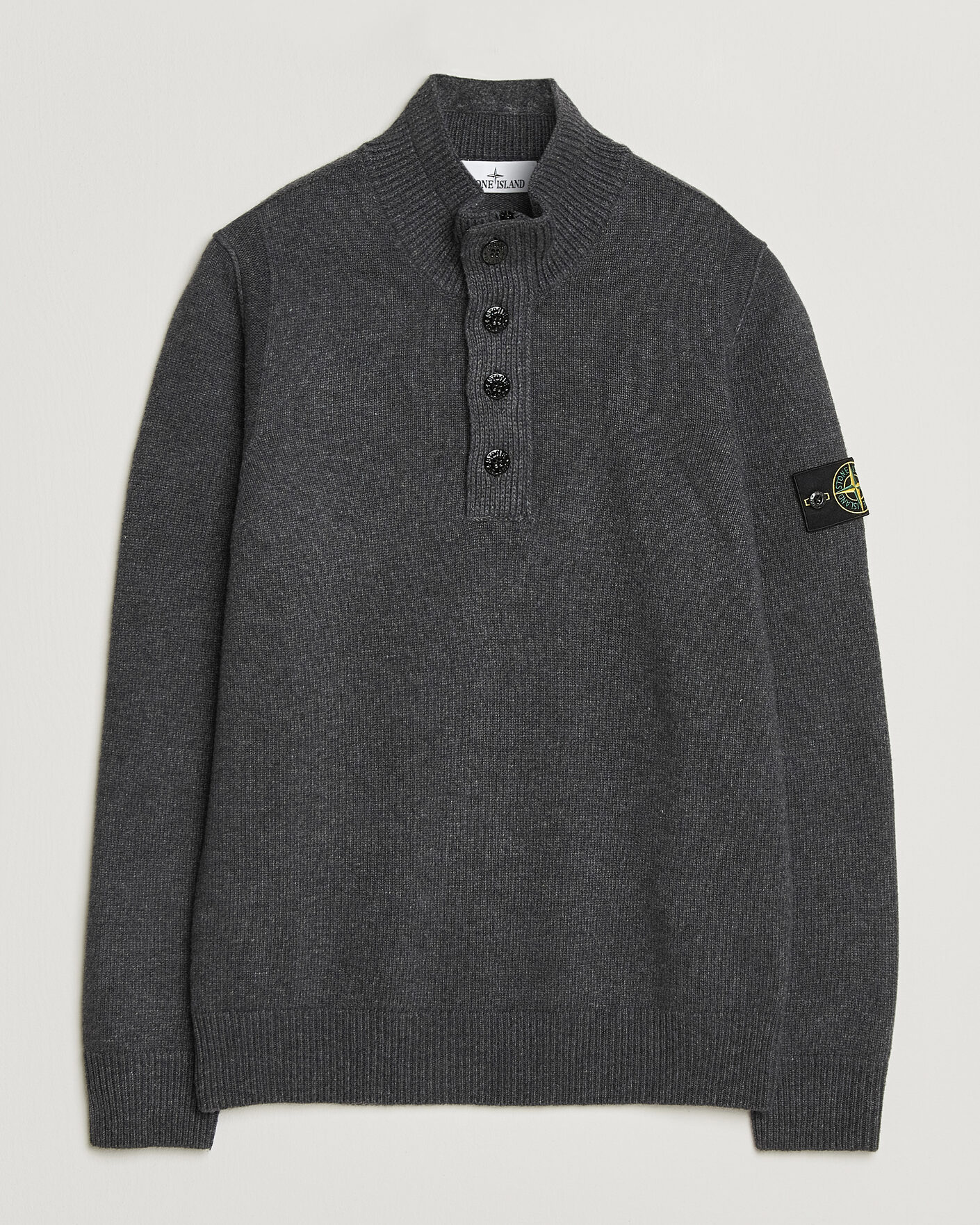 Herren | Pullover | Stone Island | Knitted Lambswool Half Button Zip Melange Lead