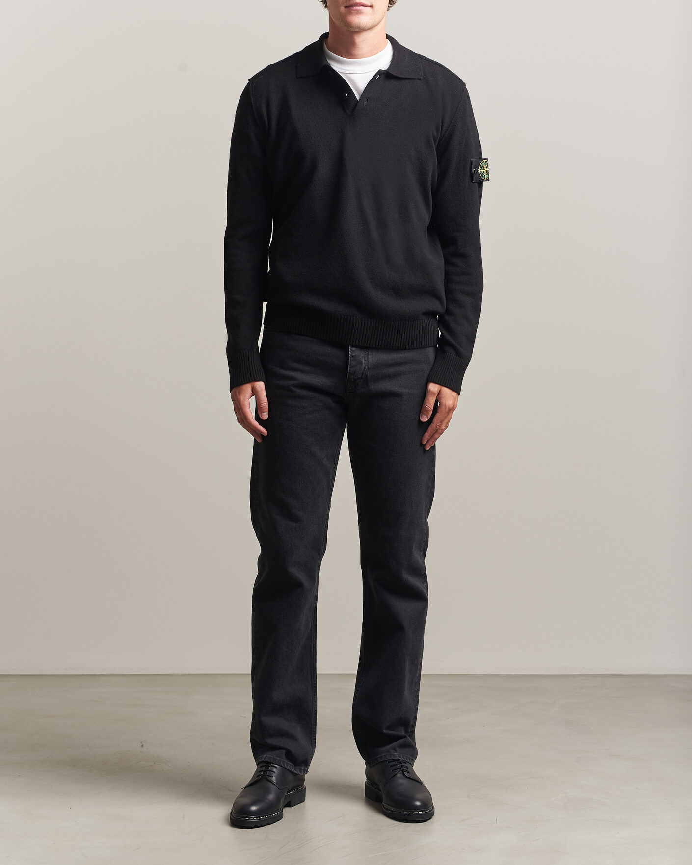 Herren | Pullover | Stone Island | Knitted Geelong Wool Polo Black