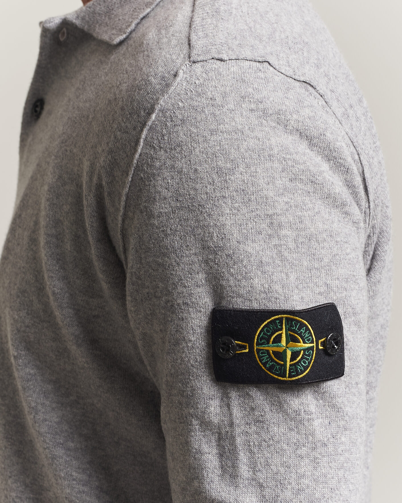Herren | Pullover | Stone Island | Knitted Geelong Wool Polo Grey Melange