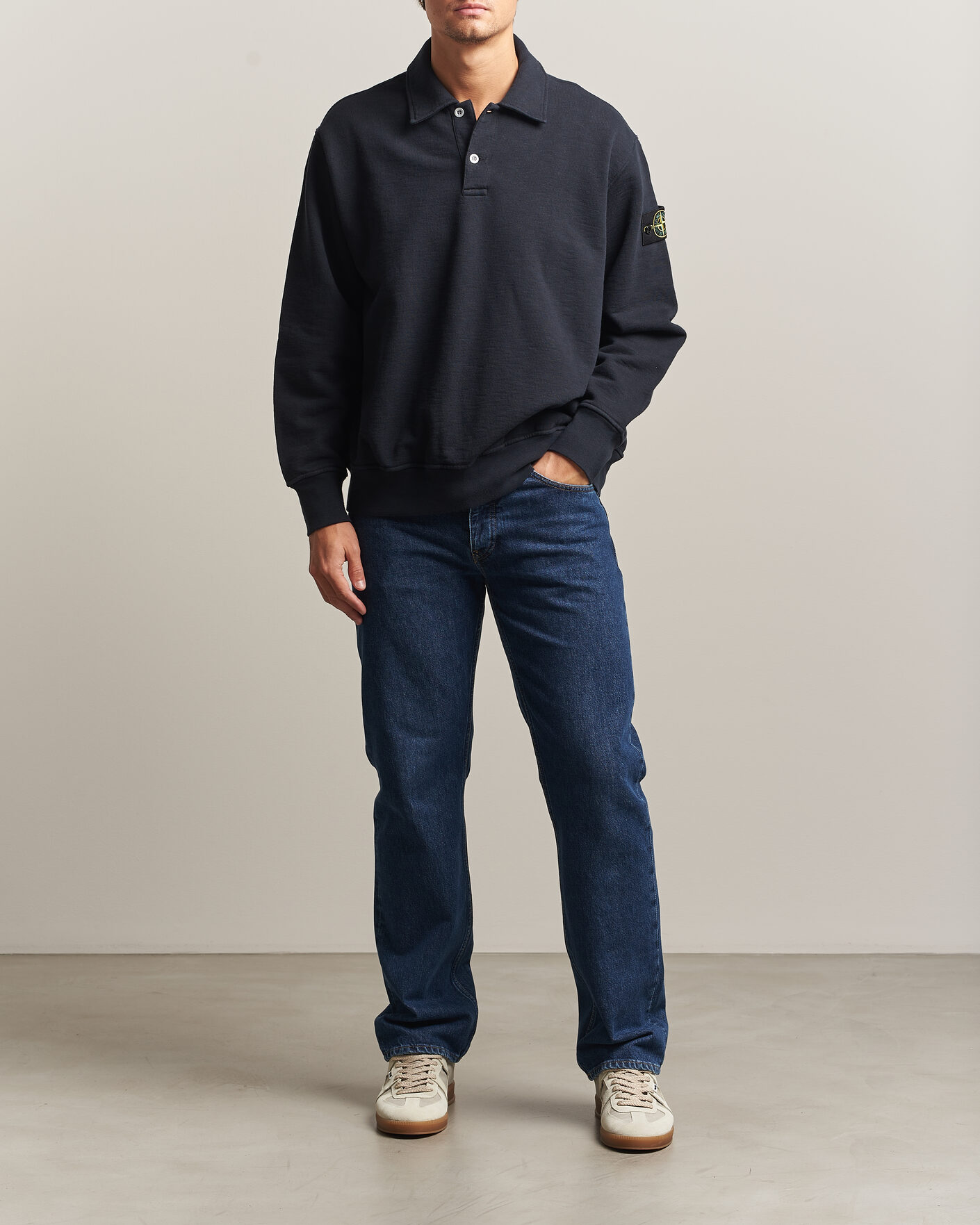 Herren | Pullover | Stone Island | Tubular Cotton Fleece Polo Navy Blue