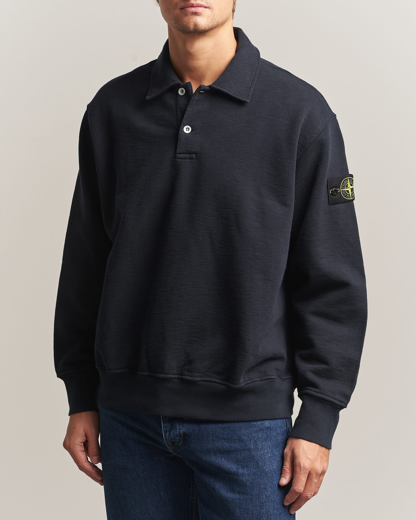 Herren | Pullover | Stone Island | Tubular Cotton Fleece Polo Navy Blue