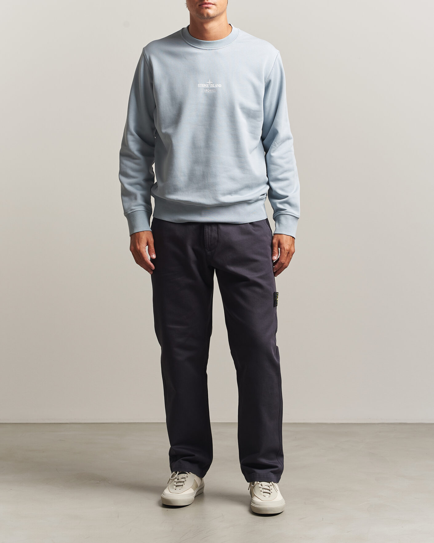 Herren | Pullover | Stone Island | Cotton Fleece Archivio Print Sweatshirt Ash Grey