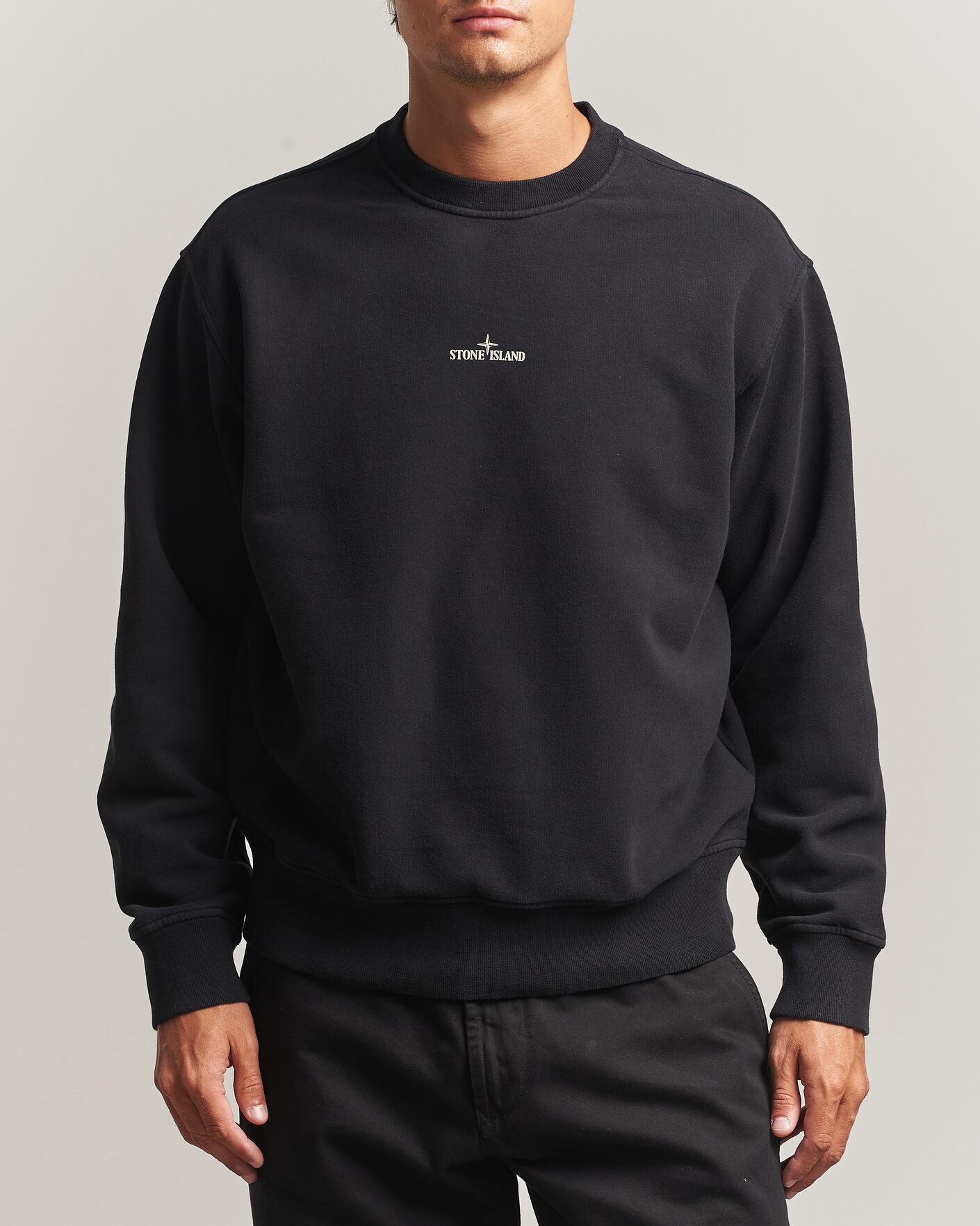 Herren | Pullover | Stone Island | Cotton Fleece Blurred Compas Print Sweatshirt Black