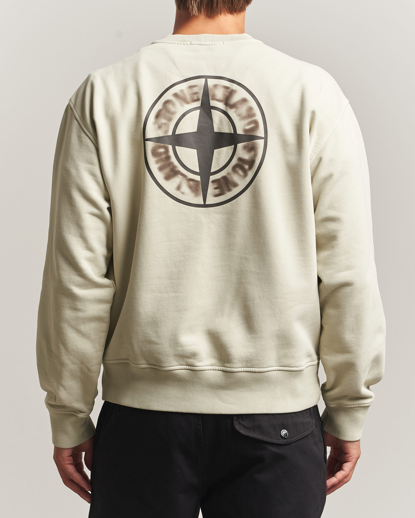 Herren | Pullover | Stone Island | Cotton Fleece Blurred Compas Print Sweatshirt Sand