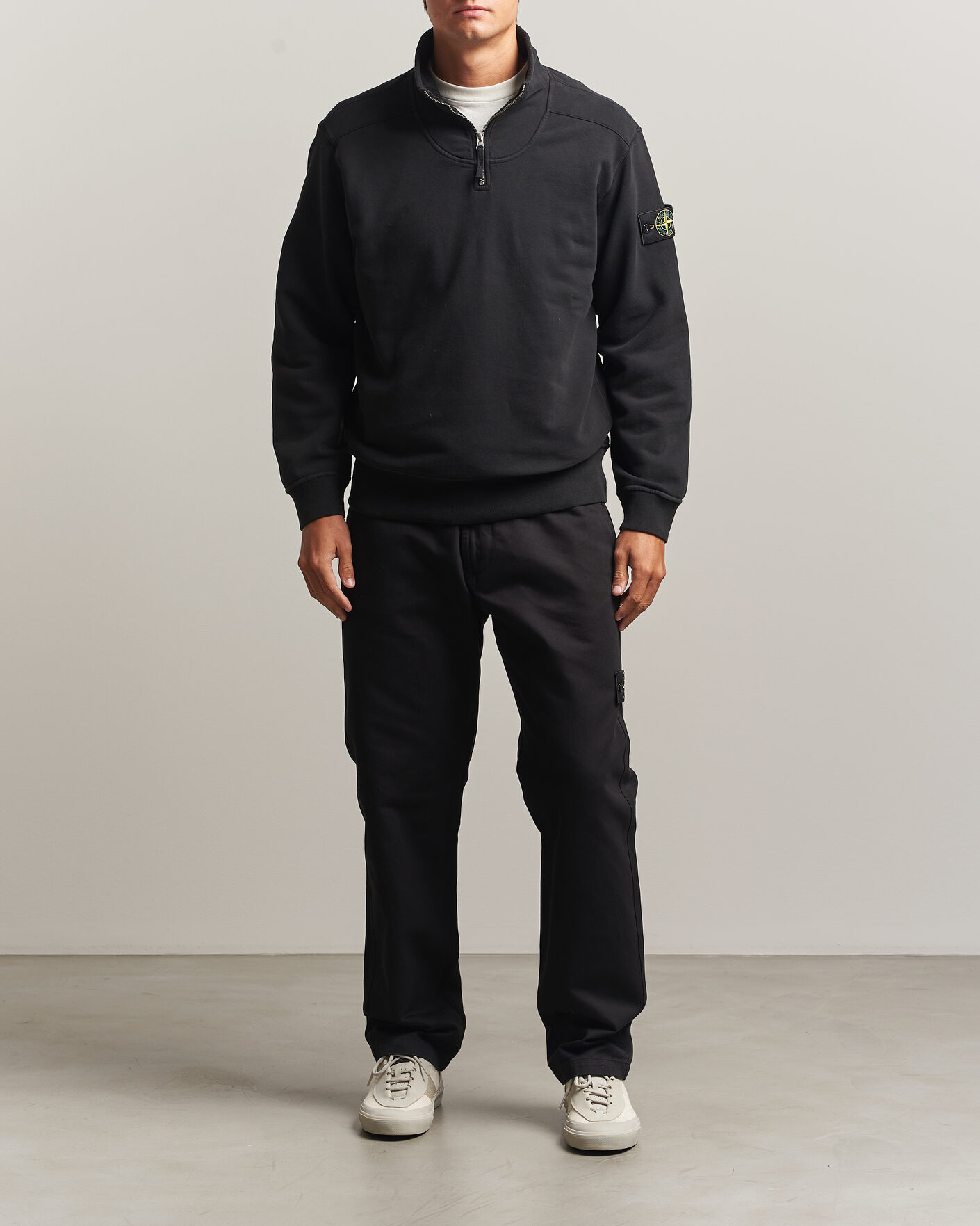 Herren | Pullover | Stone Island | Brushed Cotton Fleece Half Zip Black