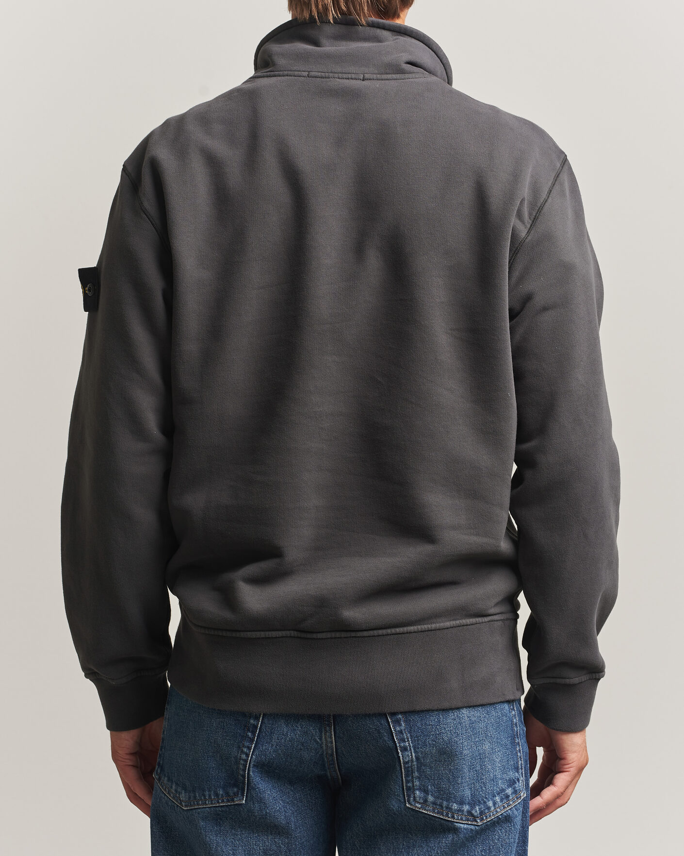 Herren | Pullover | Stone Island | Brushed Cotton Fleece Half Zip Lead Grey