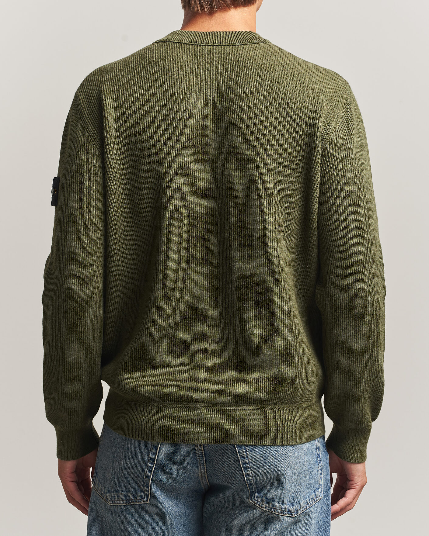 Herren | Pullover | Stone Island | Ribbed Soft Organic Cotton Crew Neck Military Green