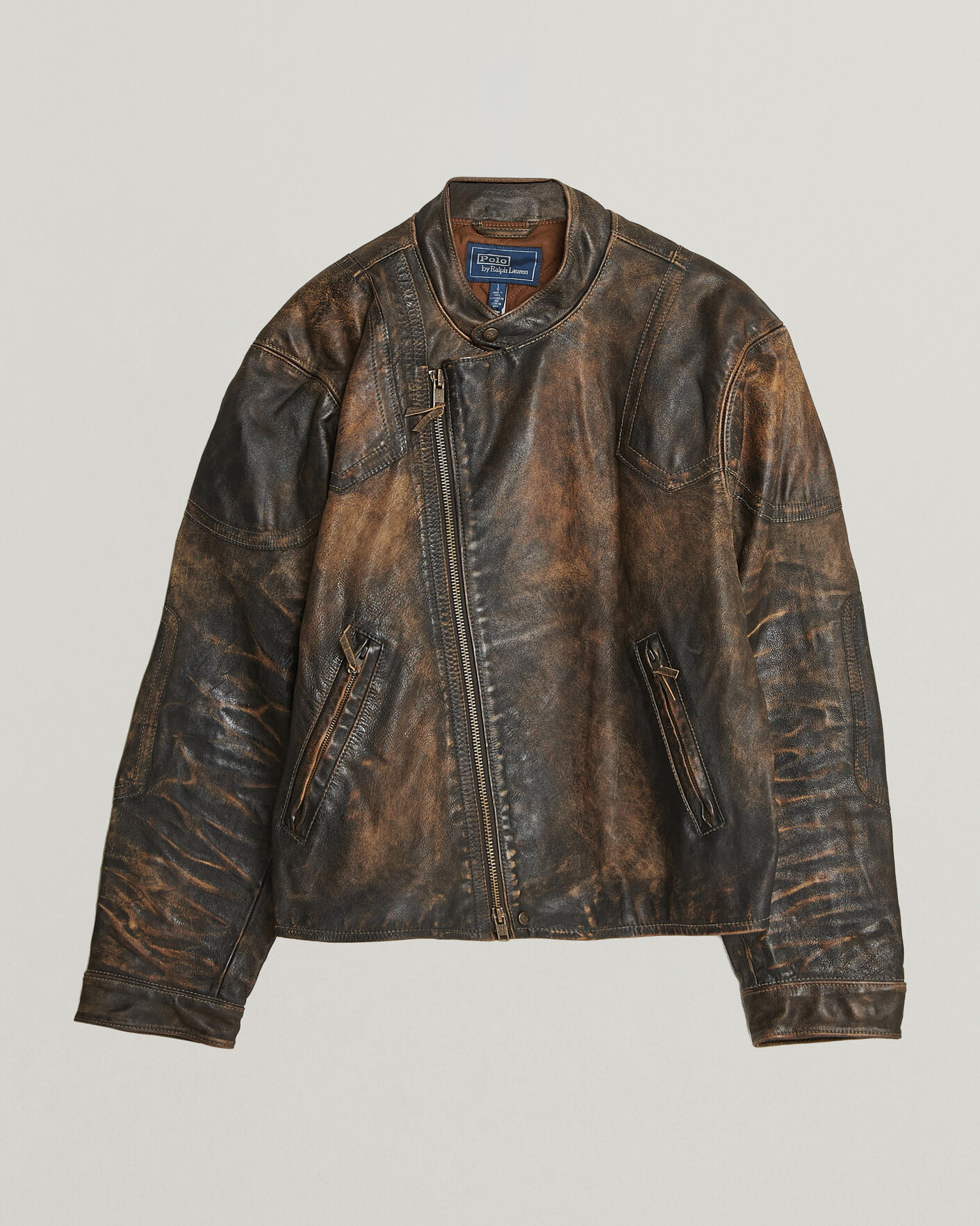 Herren | Jacken | Polo Ralph Lauren | Leather Bomber Jacket Brown/Black Amber
