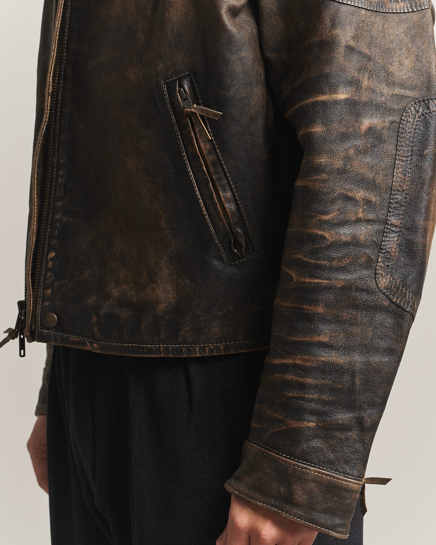 Herren | Jacken | Polo Ralph Lauren | Leather Bomber Jacket Brown/Black Amber