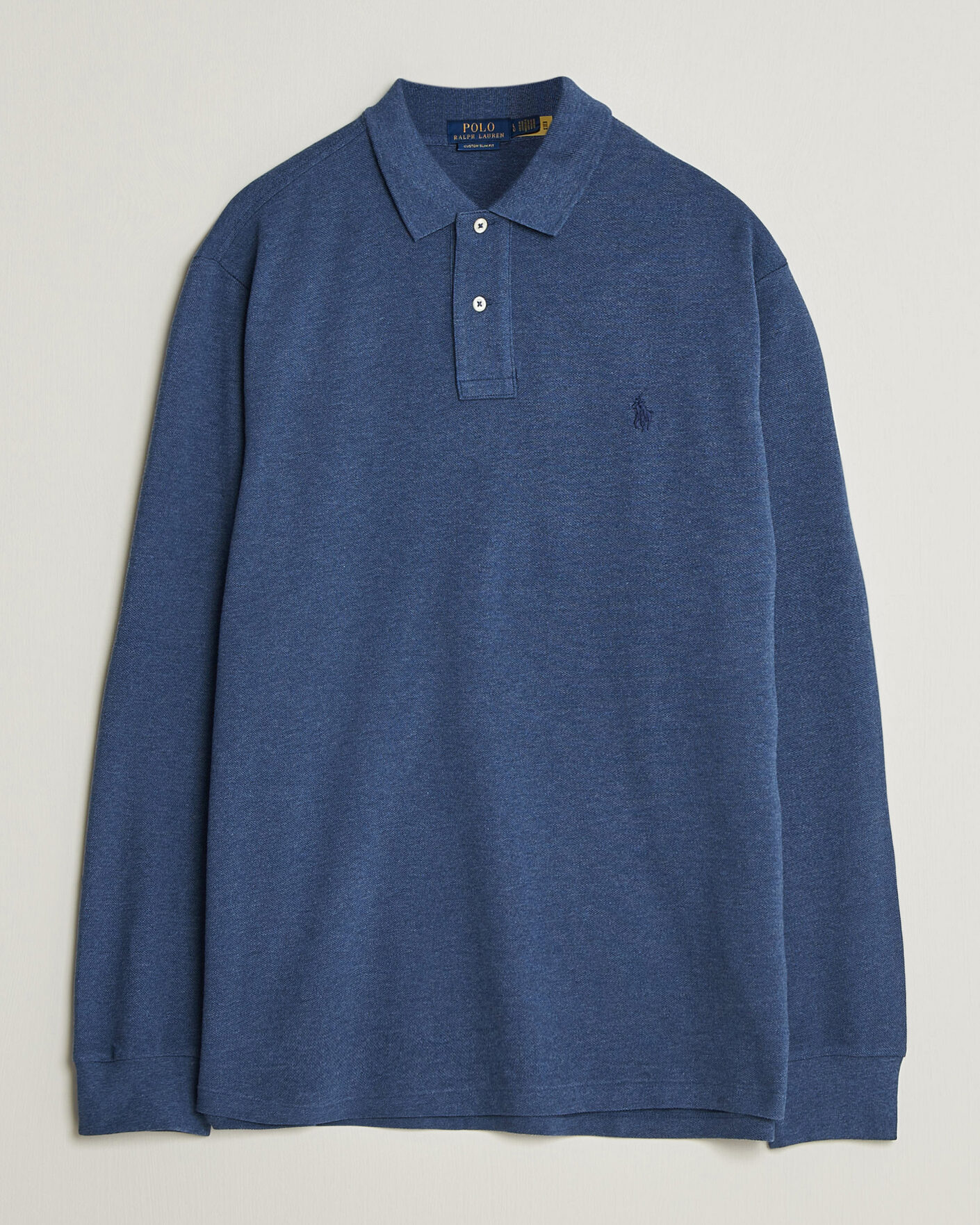 Herren | Poloshirts | Polo Ralph Lauren | Custom Slim Fit Long Sleeve Polo Derby Blue Heather