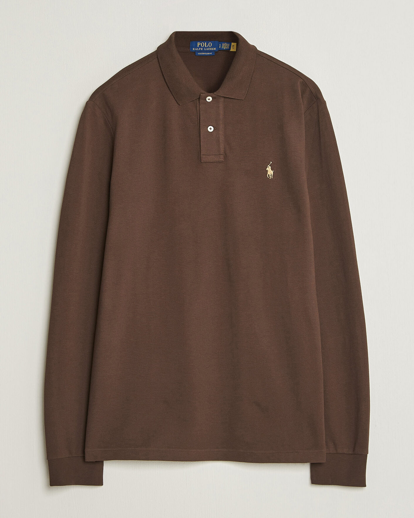 Herren | Poloshirts | Polo Ralph Lauren | Custom Slim Fit Long Sleeve Polo Nutmeg Brown