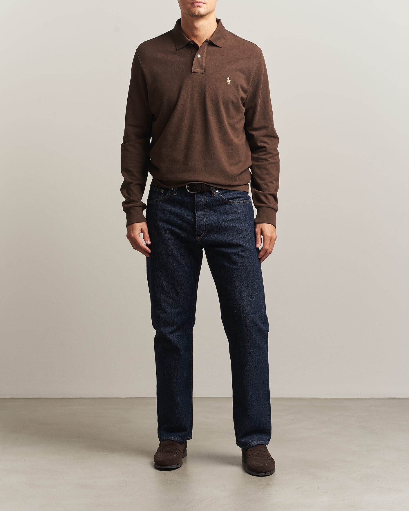 Herren | Poloshirts | Polo Ralph Lauren | Custom Slim Fit Long Sleeve Polo Nutmeg Brown
