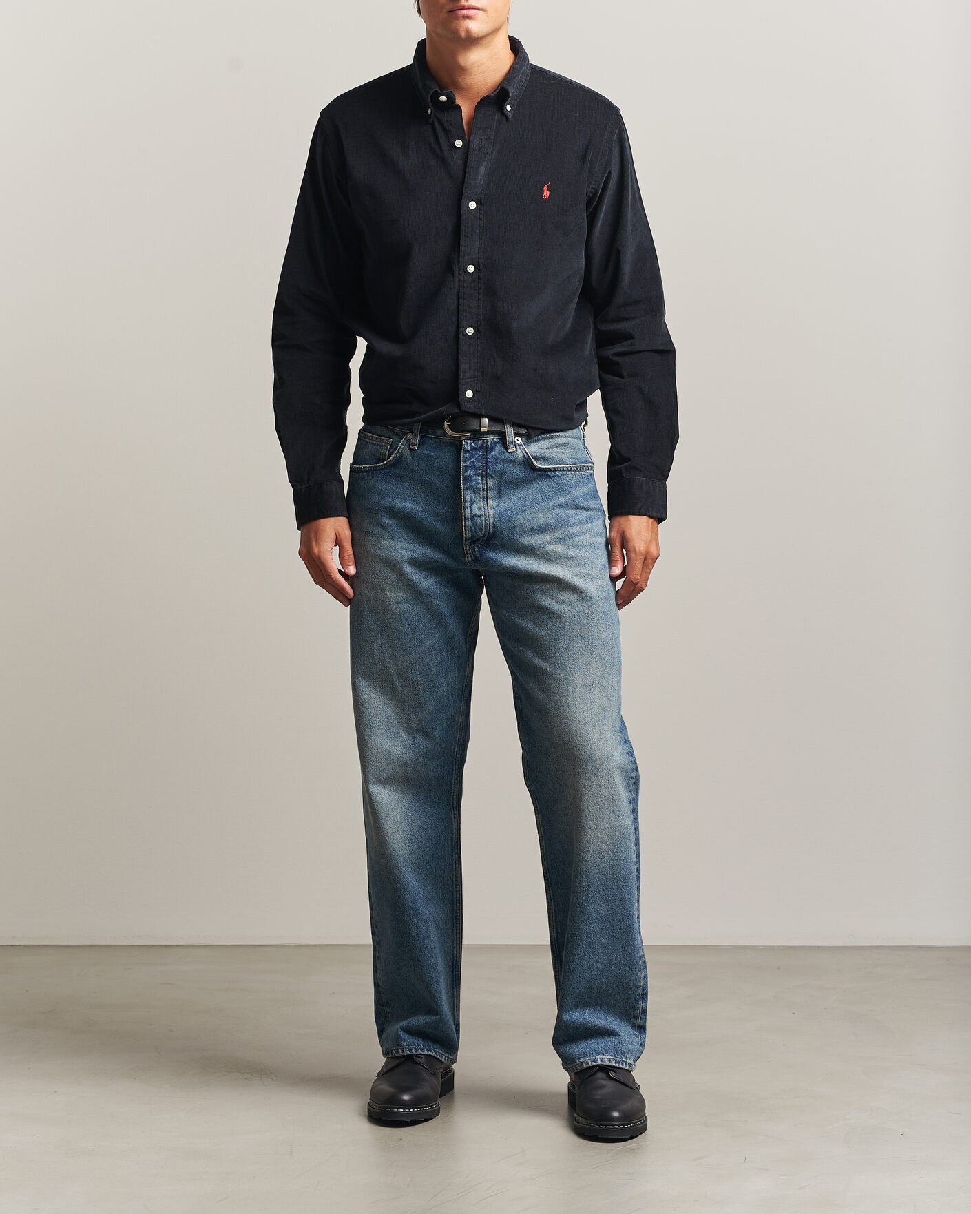 Herren | Hemden | Polo Ralph Lauren | Custom Fit BD Corduroy Shirt Polo Black