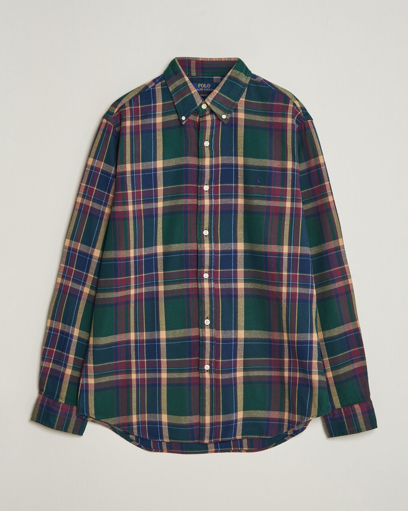 Herren | Hemden | Polo Ralph Lauren | Custom Fit Brushed Flannel Shirt Forest Burgundy