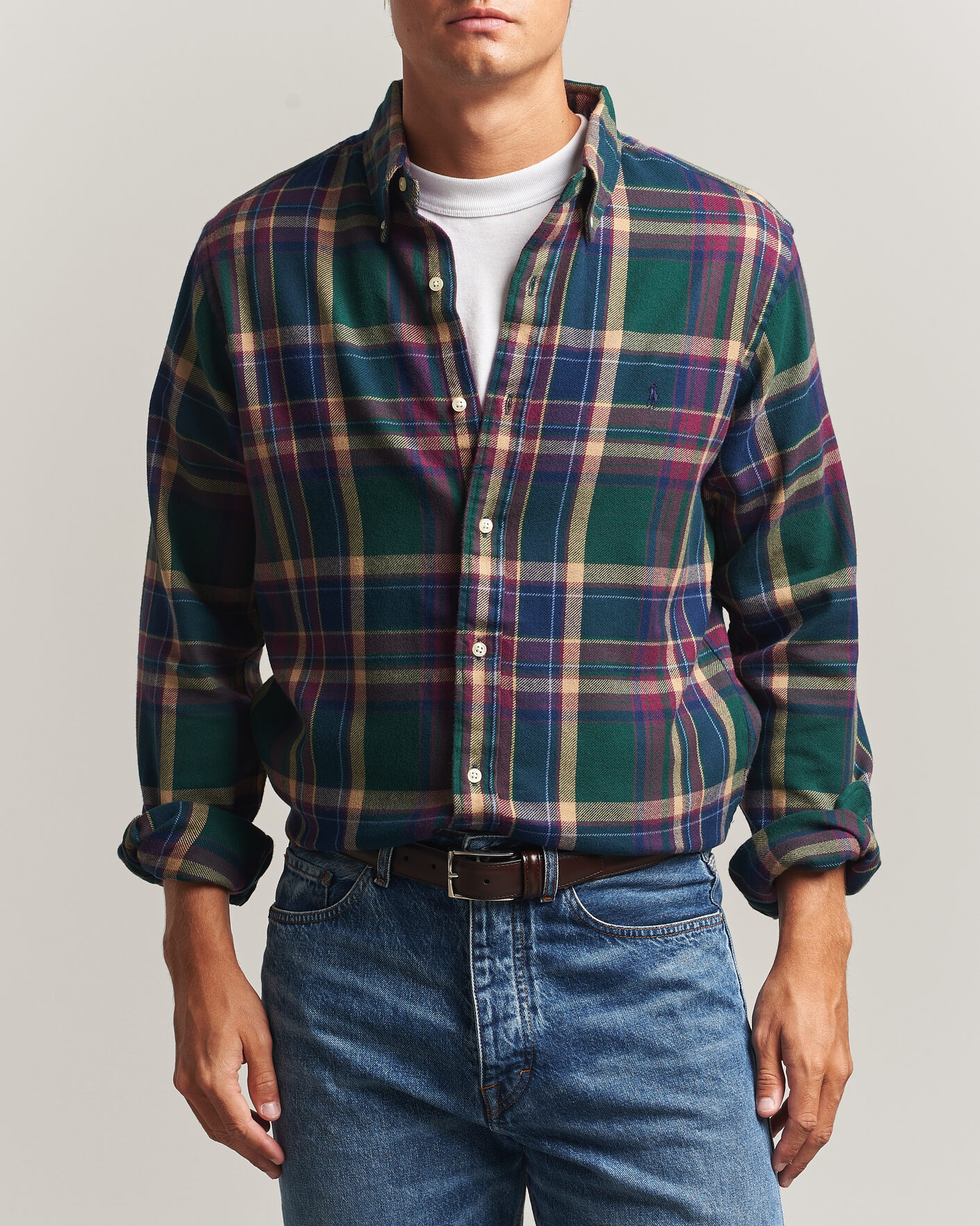 Herren | Hemden | Polo Ralph Lauren | Custom Fit Brushed Flannel Shirt Forest Burgundy