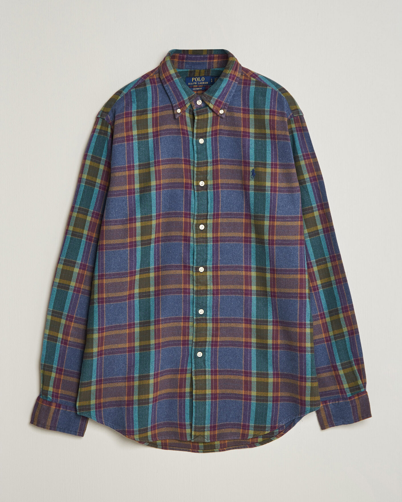 Herren | Hemden | Polo Ralph Lauren | Custom Fit Brushed Flannel Shirt Blue Purple Heather