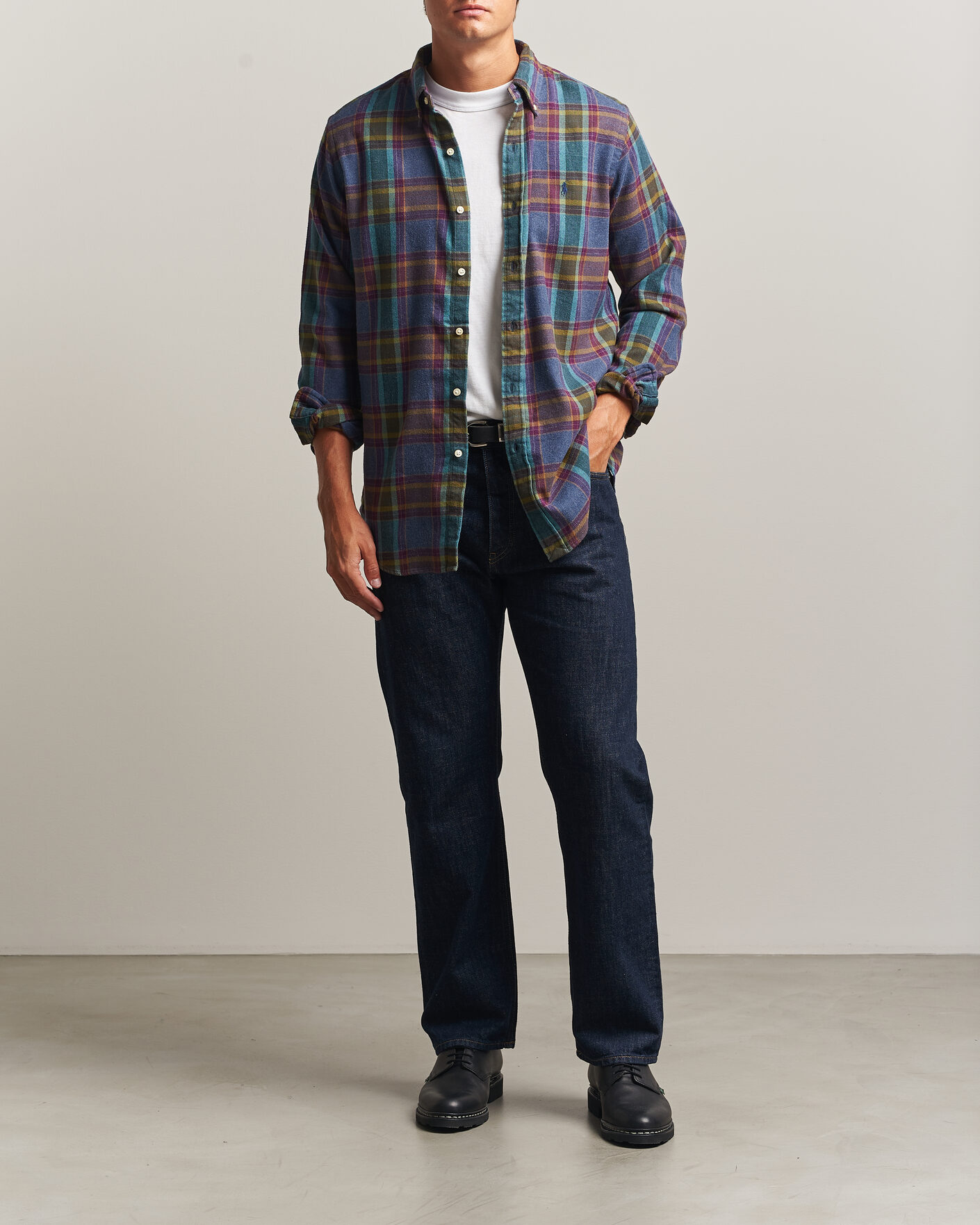 Herren | Hemden | Polo Ralph Lauren | Custom Fit Brushed Flannel Shirt Blue Purple Heather