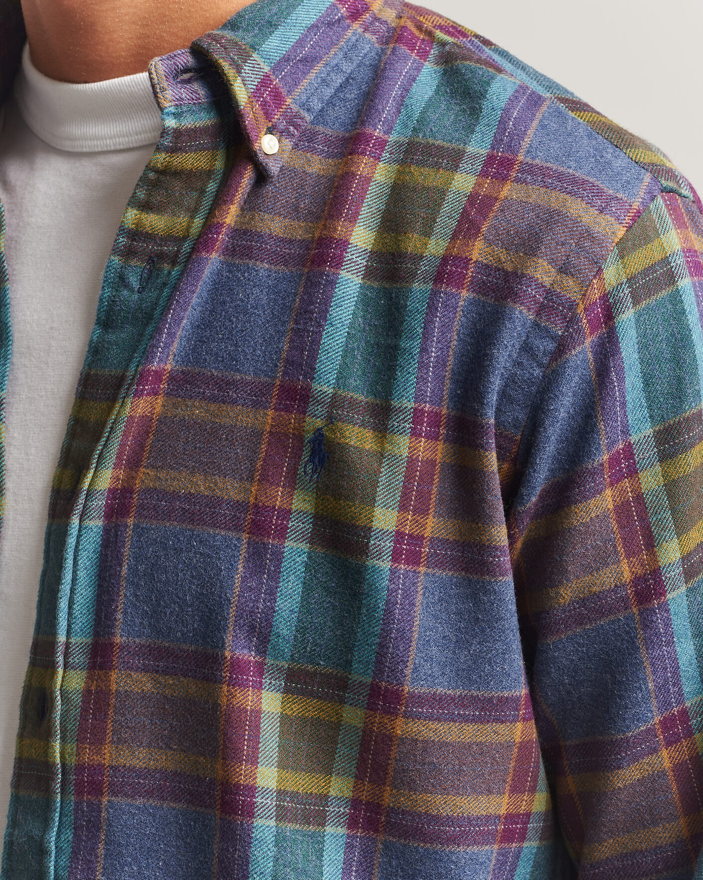 Herren | Hemden | Polo Ralph Lauren | Custom Fit Brushed Flannel Shirt Blue Purple Heather