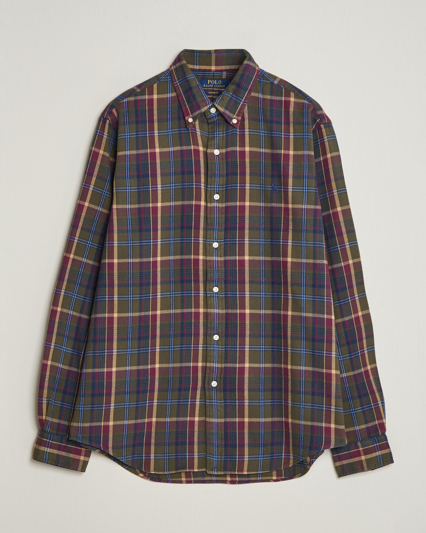 Herren | Hemden | Polo Ralph Lauren | Custom Fit Brushed Flannel Shirt Olive Berry