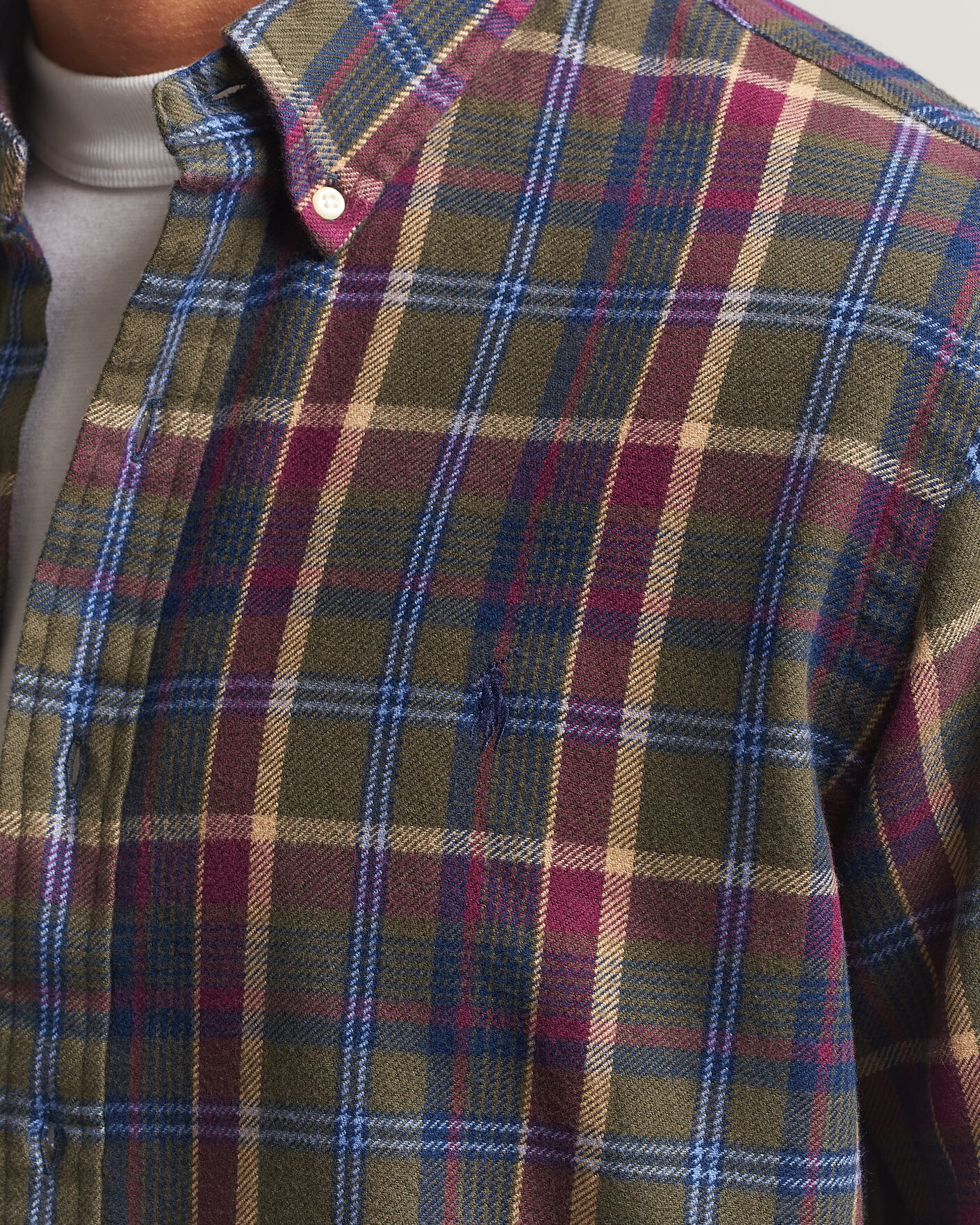 Herren | Hemden | Polo Ralph Lauren | Custom Fit Brushed Flannel Shirt Olive Berry