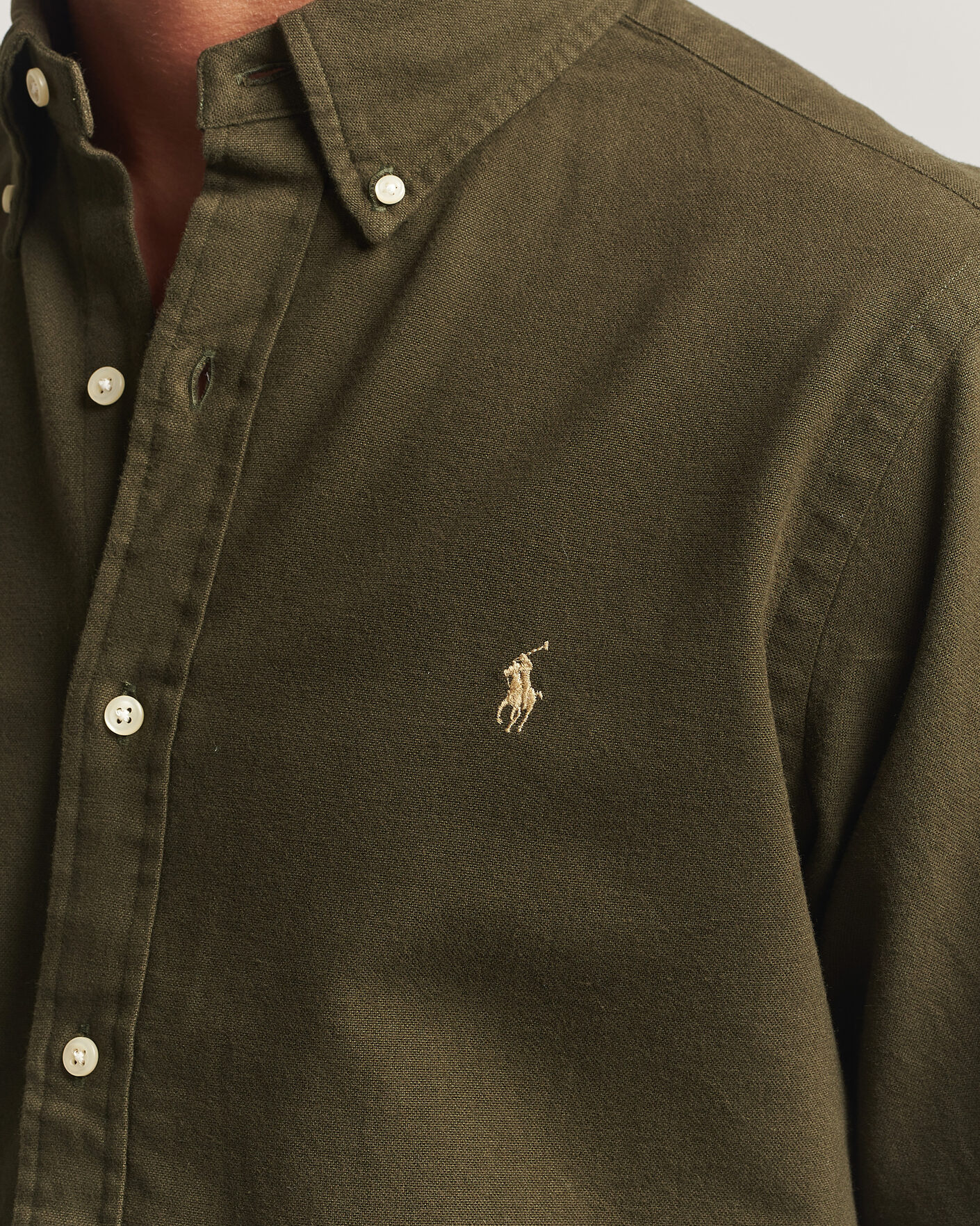 Herren | Hemden | Polo Ralph Lauren | Custom Fit Brushed Flannel Shirt Company Olive