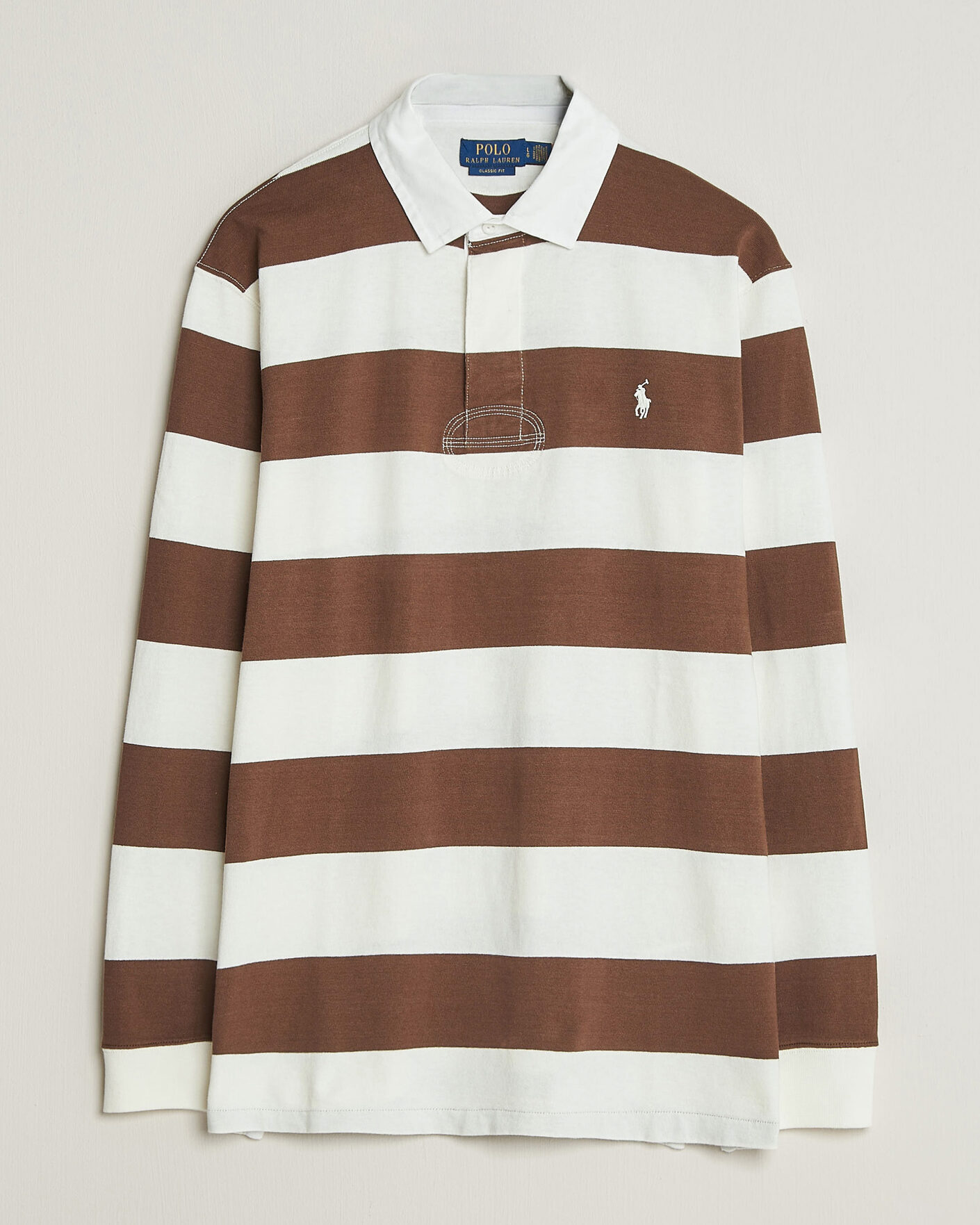 Herren | Pullover | Polo Ralph Lauren | Striped Jersey Rugger Cream/Brown