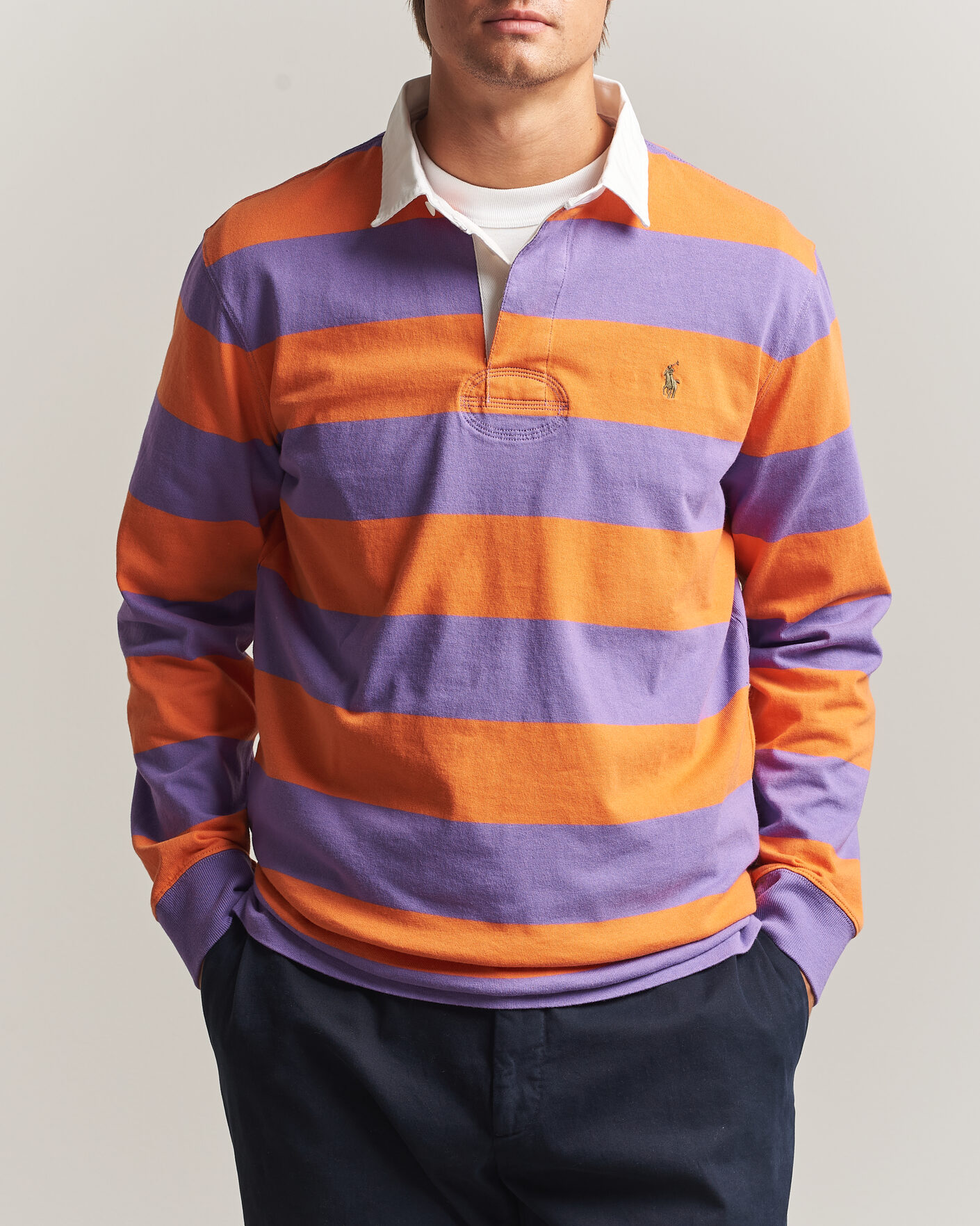 Herren | Pullover | Polo Ralph Lauren | Striped Jersey Rugger Purple/Orange