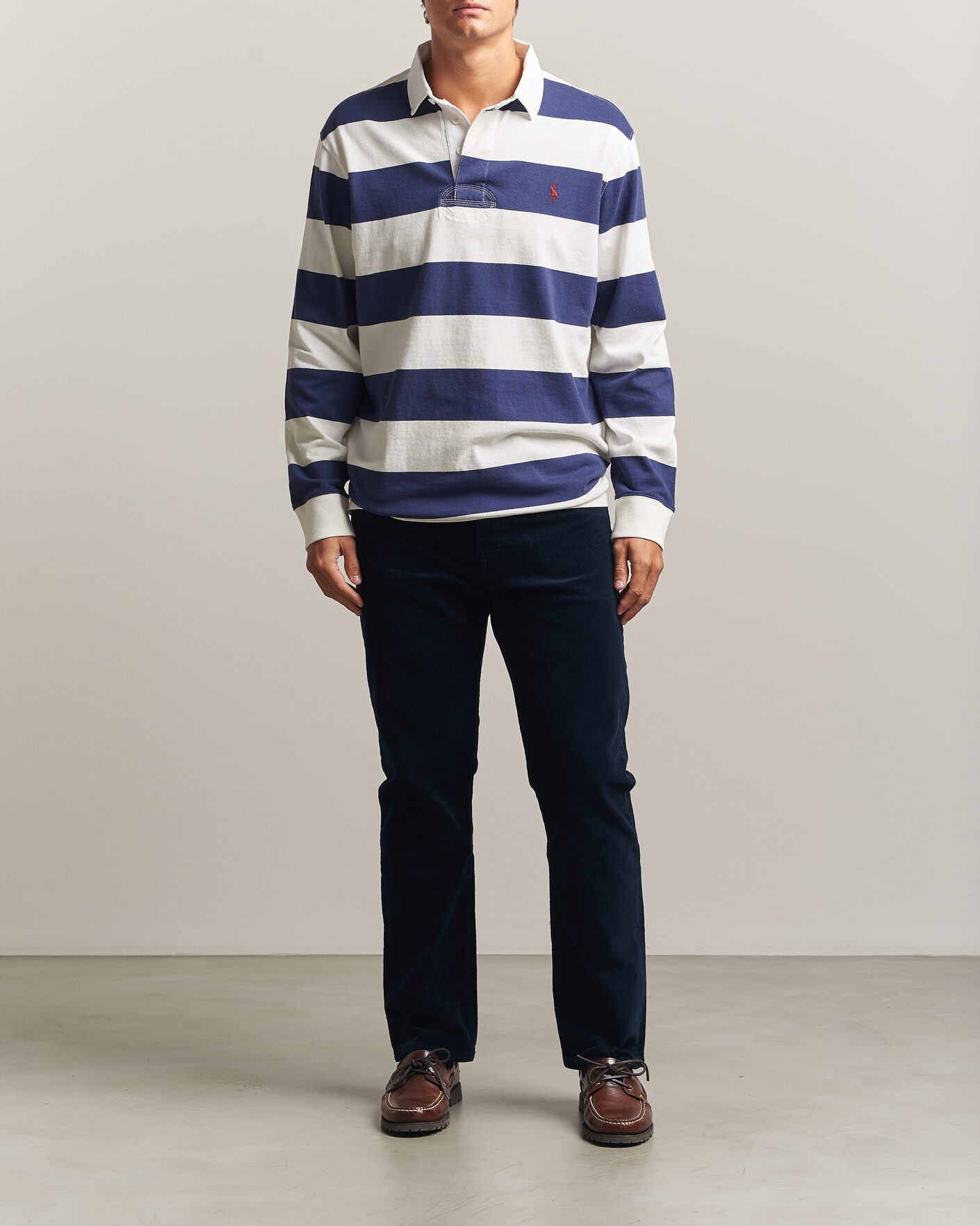 Herren | Pullover | Polo Ralph Lauren | Striped Jersey Rugger Cream/Navy